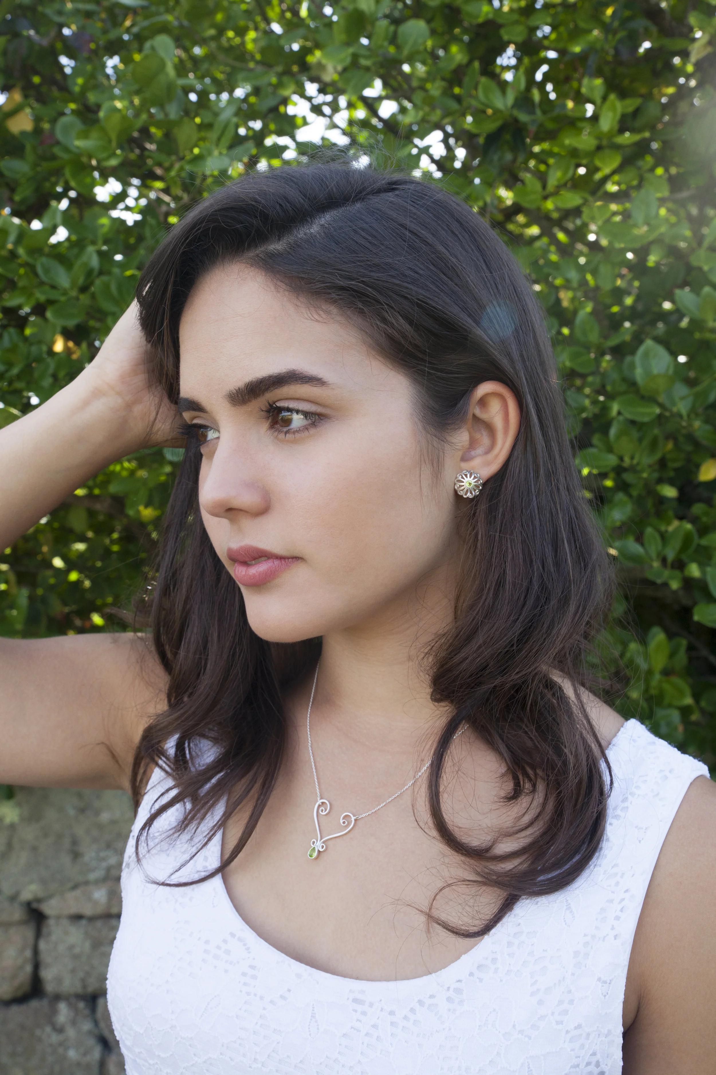 Rosette Peridot Studs