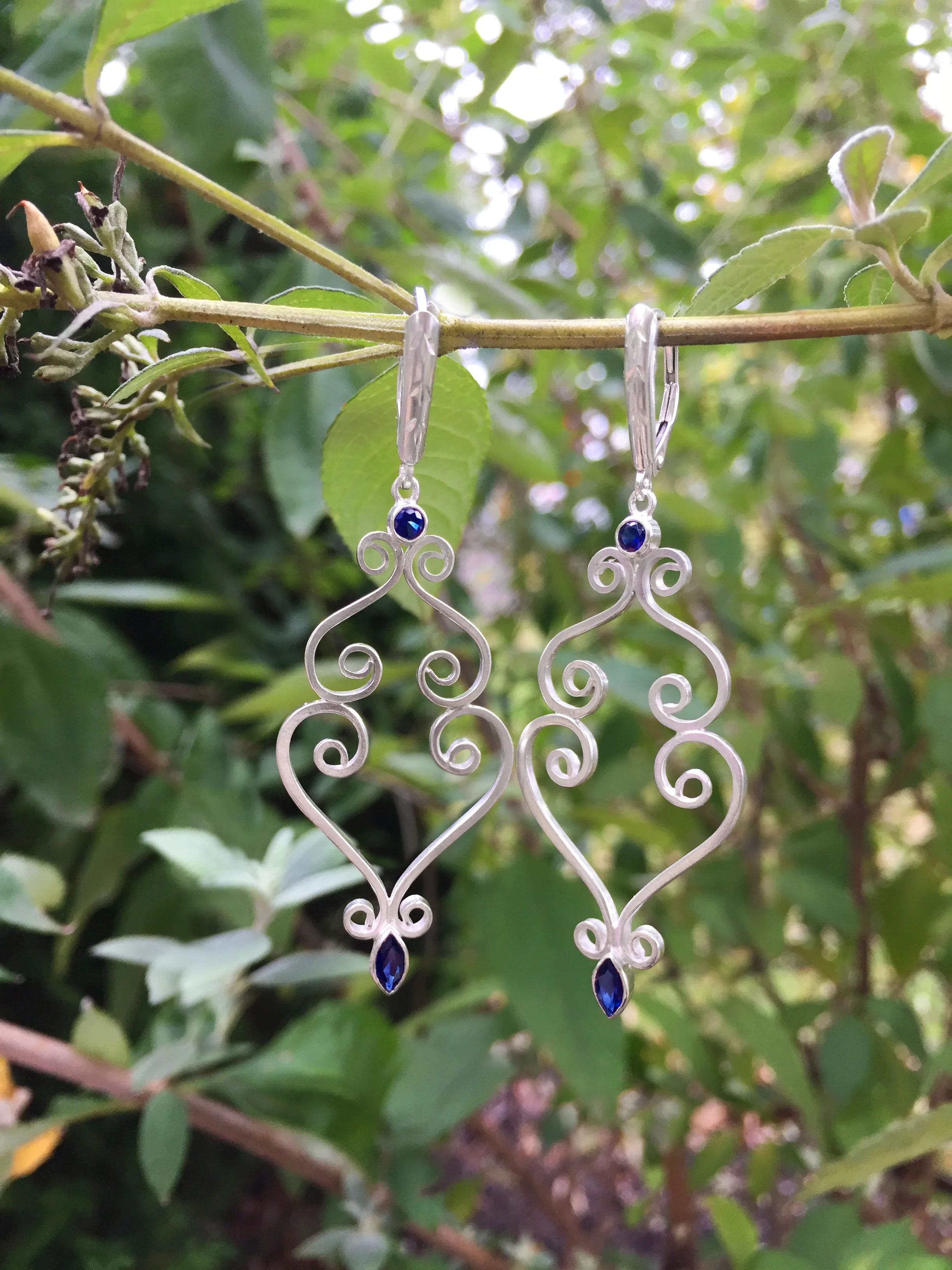 Anthemion Sapphire Chandelier Earrings