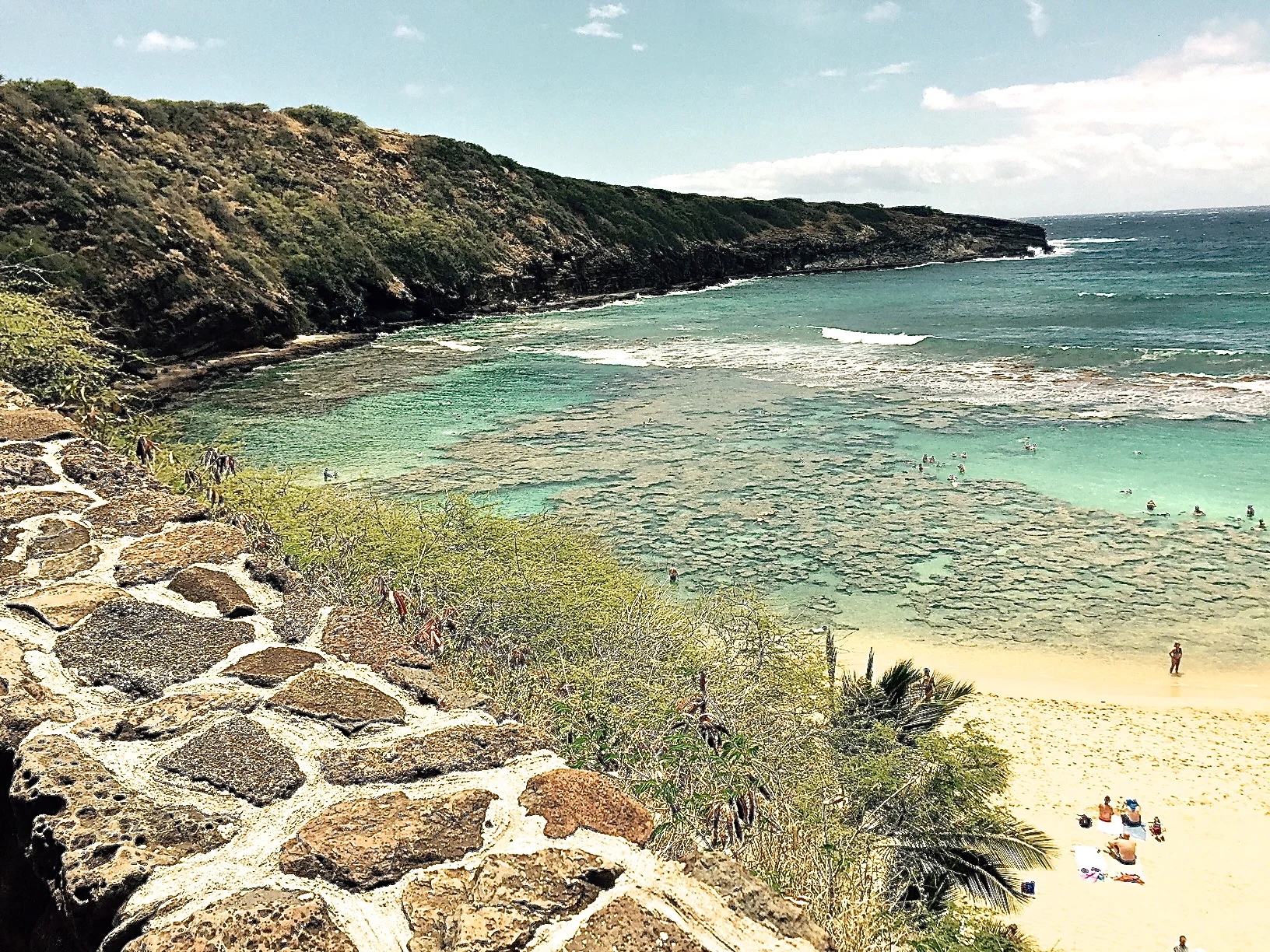 Snorkeling at Hanauma Bay-claimed as one of the best in Oahu.