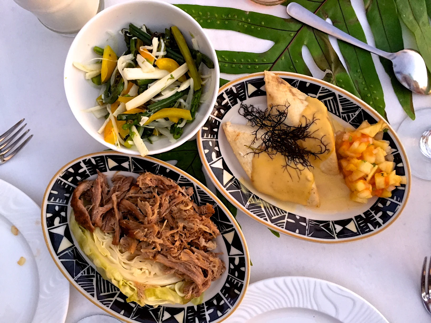 This luau served courses from different historical regions of Hawaii. Ate a little too much that evening, not to mention the unlimited pina coladas.