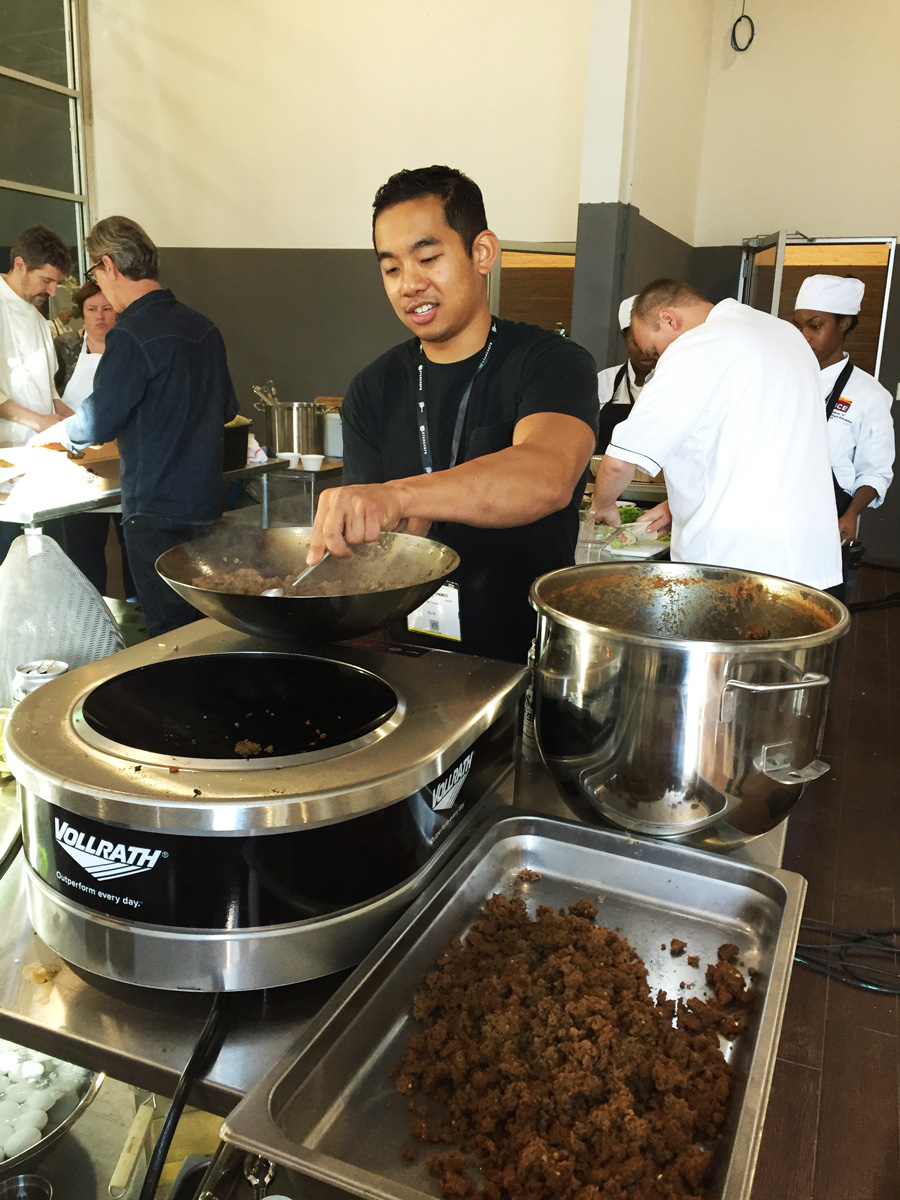 Harold Jurado cooking up some ground Kangaroo!