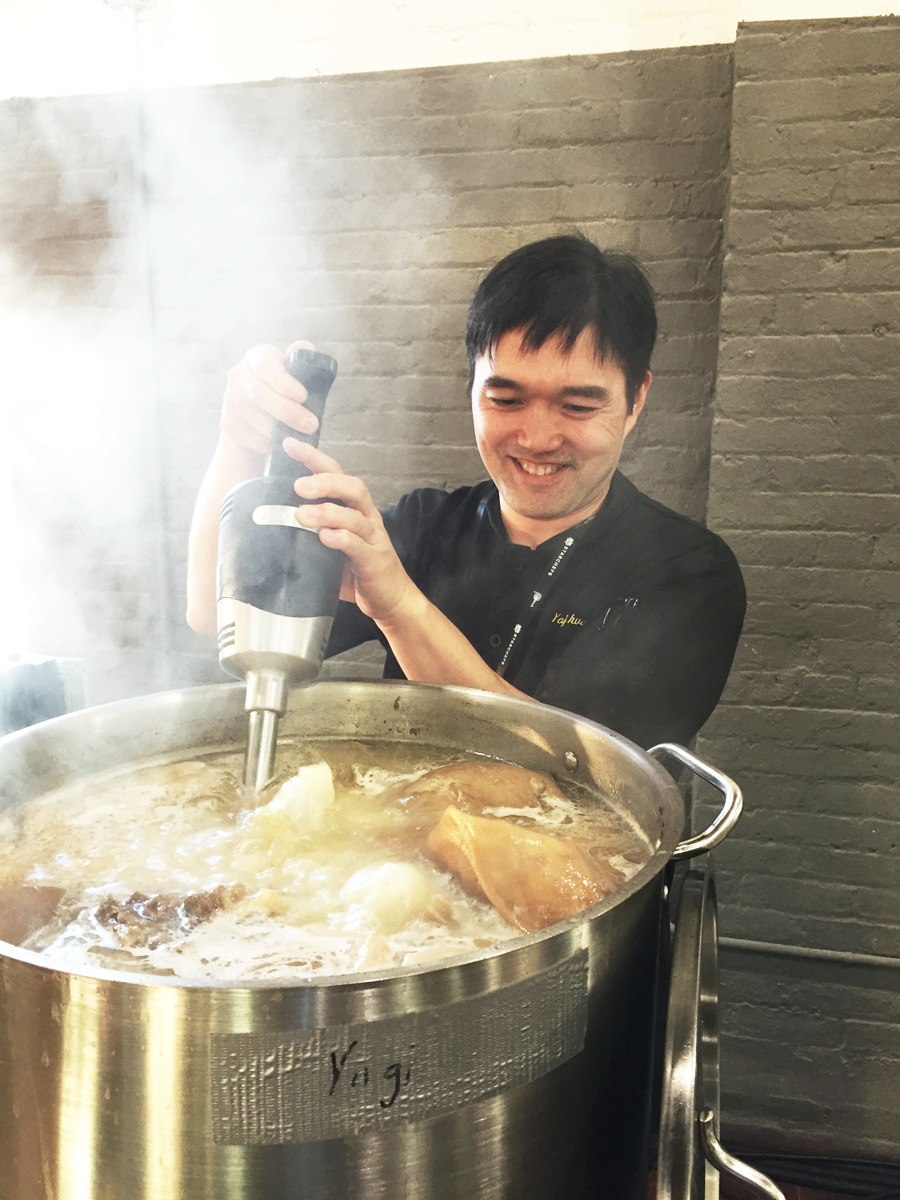 Youji Iwakura from Snappy Ramen concentrating on his broth. This is serious business.