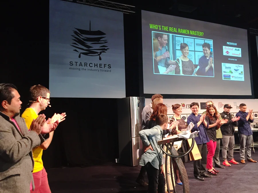 Announcing the winning team, StarChefs gave me a quick shout out for the Ramen Battle! My moment on the main stage :)