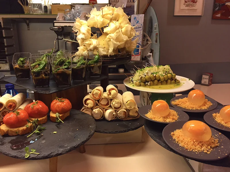 Pintxo spread at Zeruko, San Sebastián