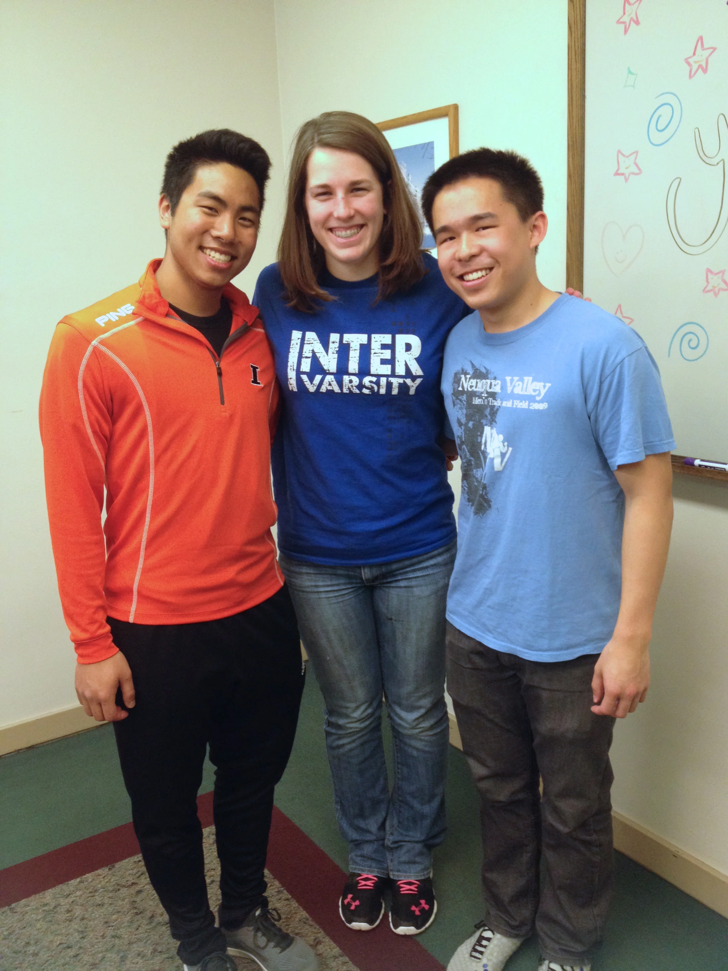 Laura with Austin (left) and Mike, another student in their InterVarsity chapter.