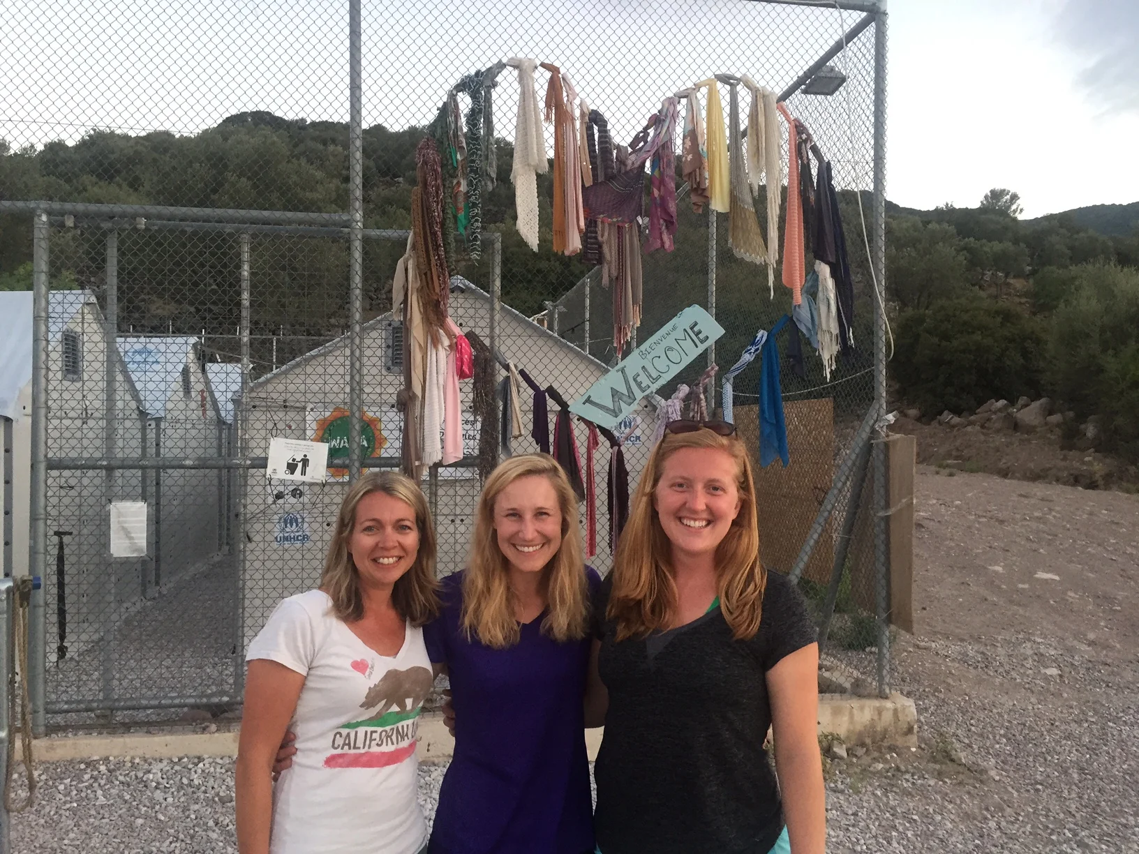 Lauren (right) with teammates Lucy West (center) and Brittany Fellowes (left) outside Moria.