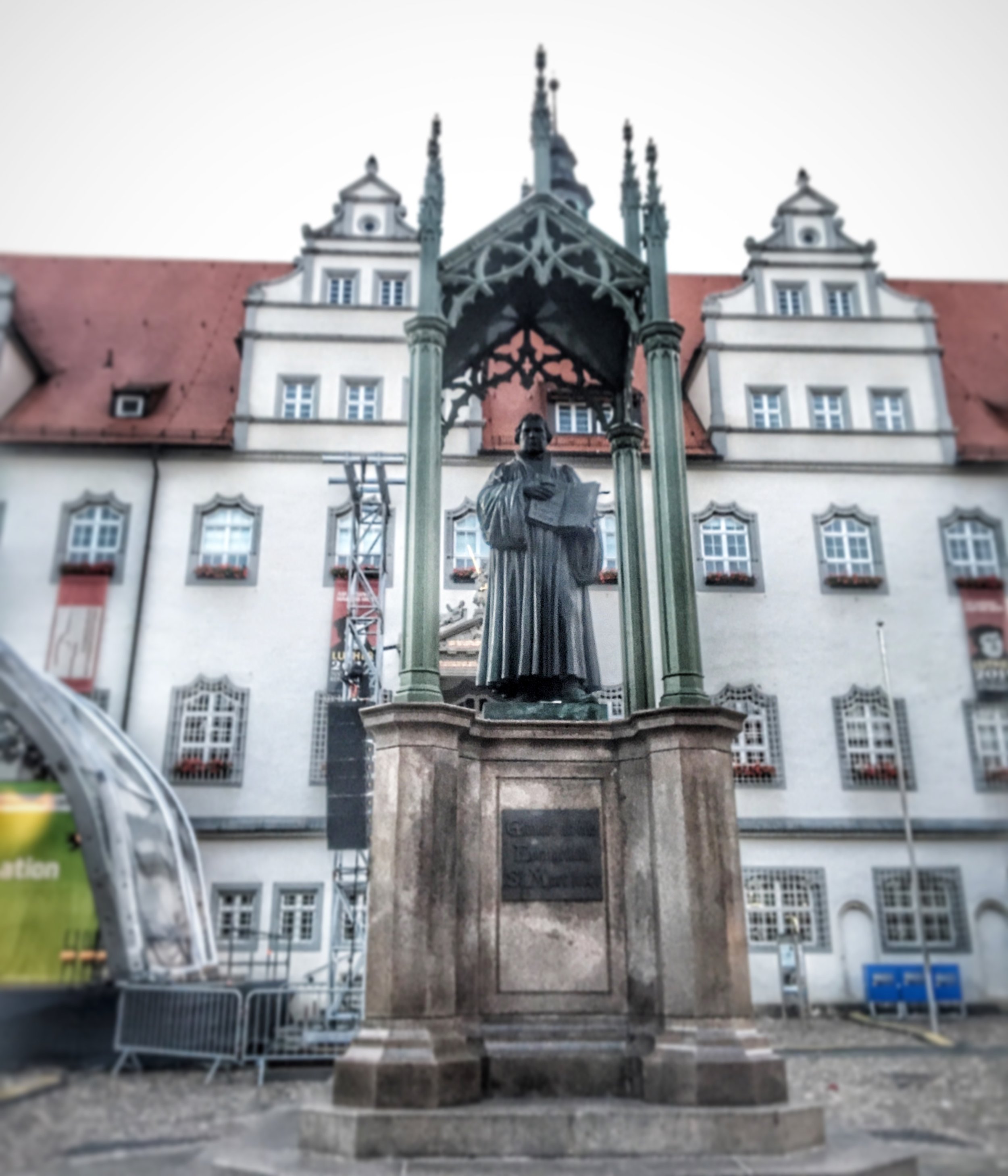 Luther statue in the town square of Wittenberg