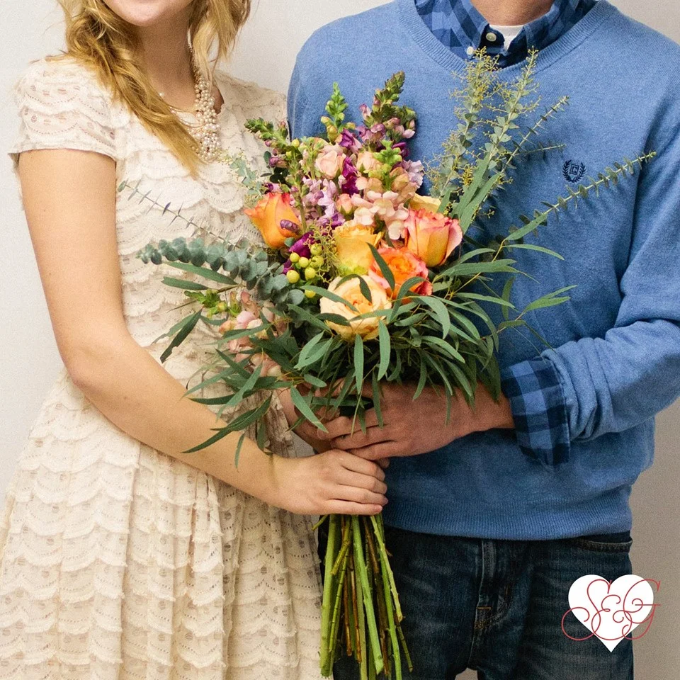 T&R’s love is exceedingly fresh, sweet, & traditional -- Featuring snap dragons, stock, & roses mixed with hypericum berries & eucalyptus. 