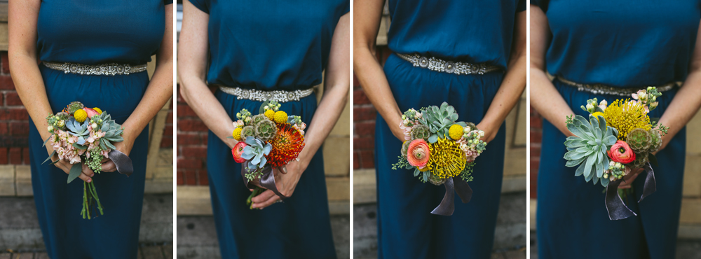 The bridesmaid's bouquets were smaller versions of Heather's bridal bouquet. 