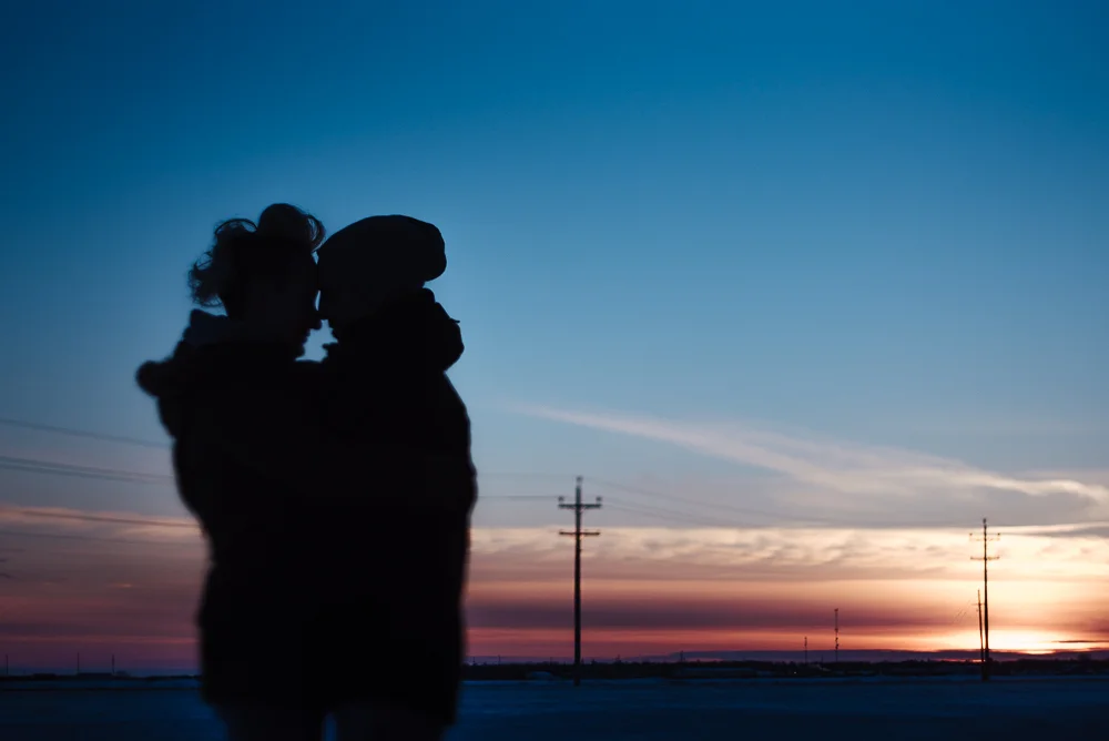 Winter photos of couple in love Winnipeg