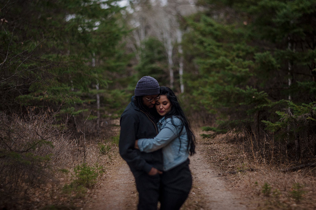 Engagement photo of couple in Birds Hill Park Manitoba