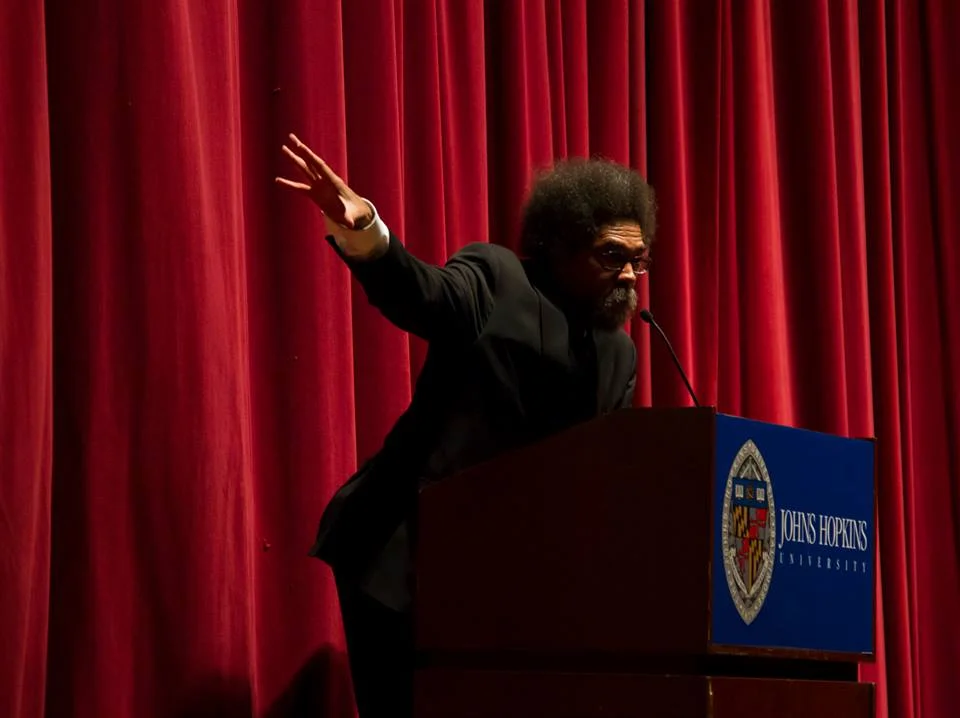 Cornel West giving an animated speech during our 2014 Symposium