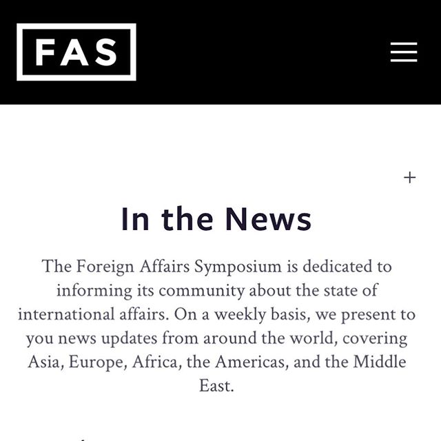 Last week&rsquo;s &ldquo;In the News&rdquo; highlights, brought to you by the Public Relations Committee: Sanctions, peace talks, human rights, and disappearances ?? Link in bio! .
.
.
The Foreign Affairs Symposium is dedicated to informing its commu