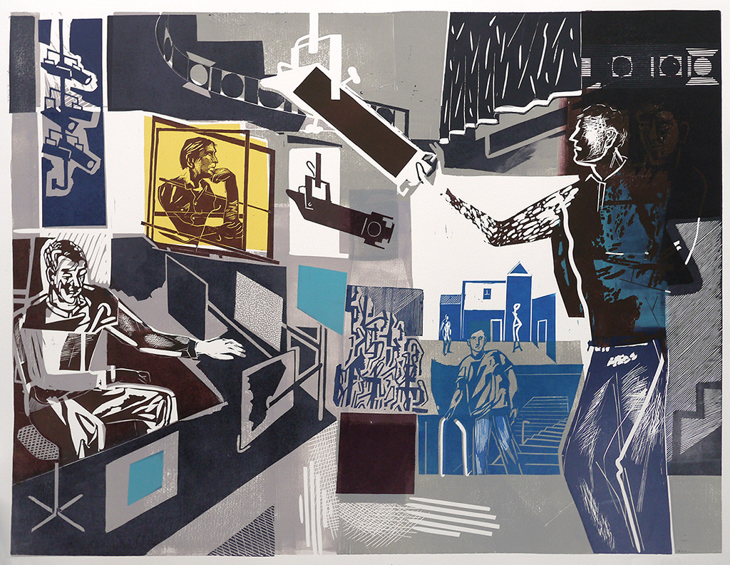  Linocut produced for the National Theatre in London.