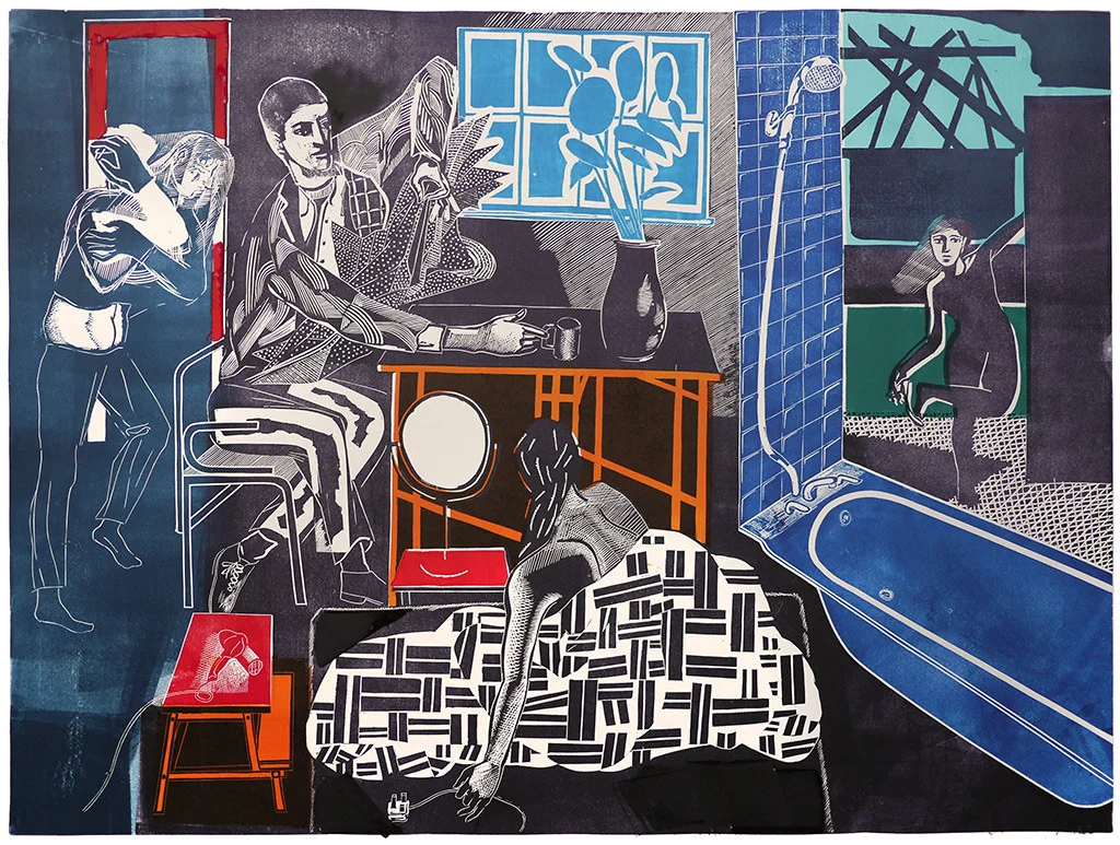 'Between Awake and the Morning' Colour linocut printed on Somerset Satin paper, 2011 Limited Edition of 30, Signed, Image size 54 x73cm, £375.00 unframed