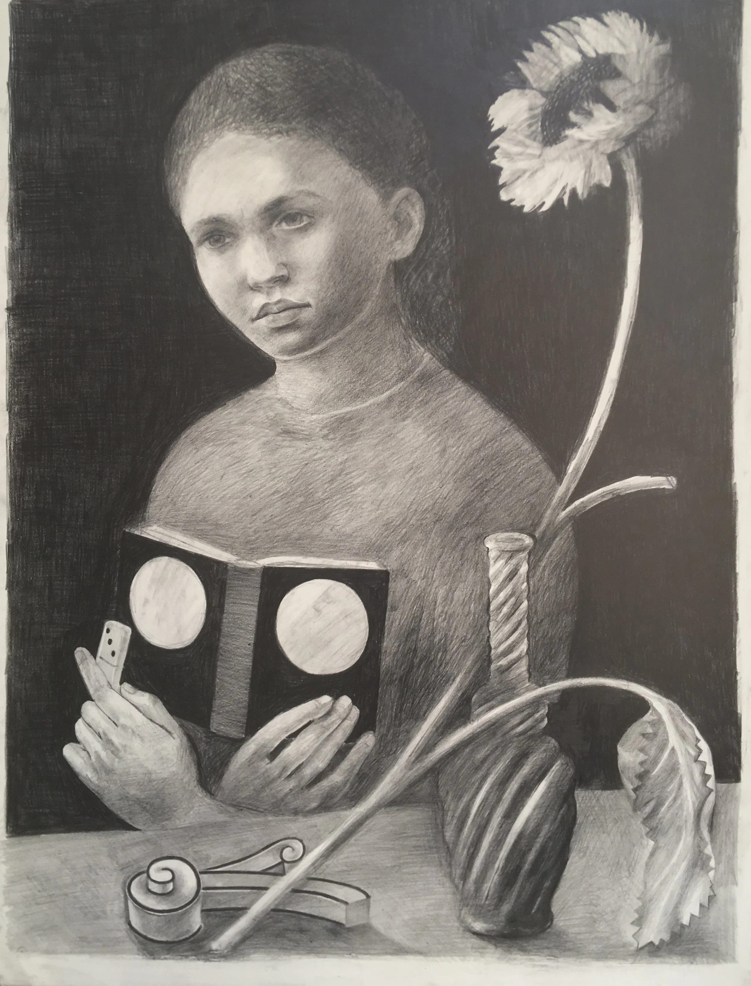 Girl with Moth still life