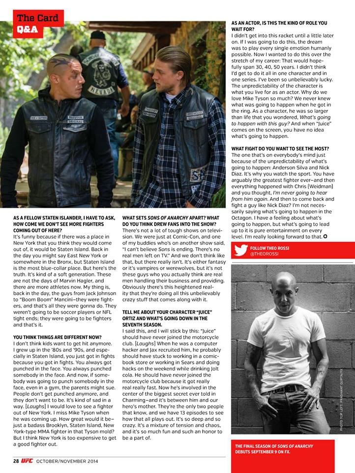 Theo Rossi for UFC Magazine