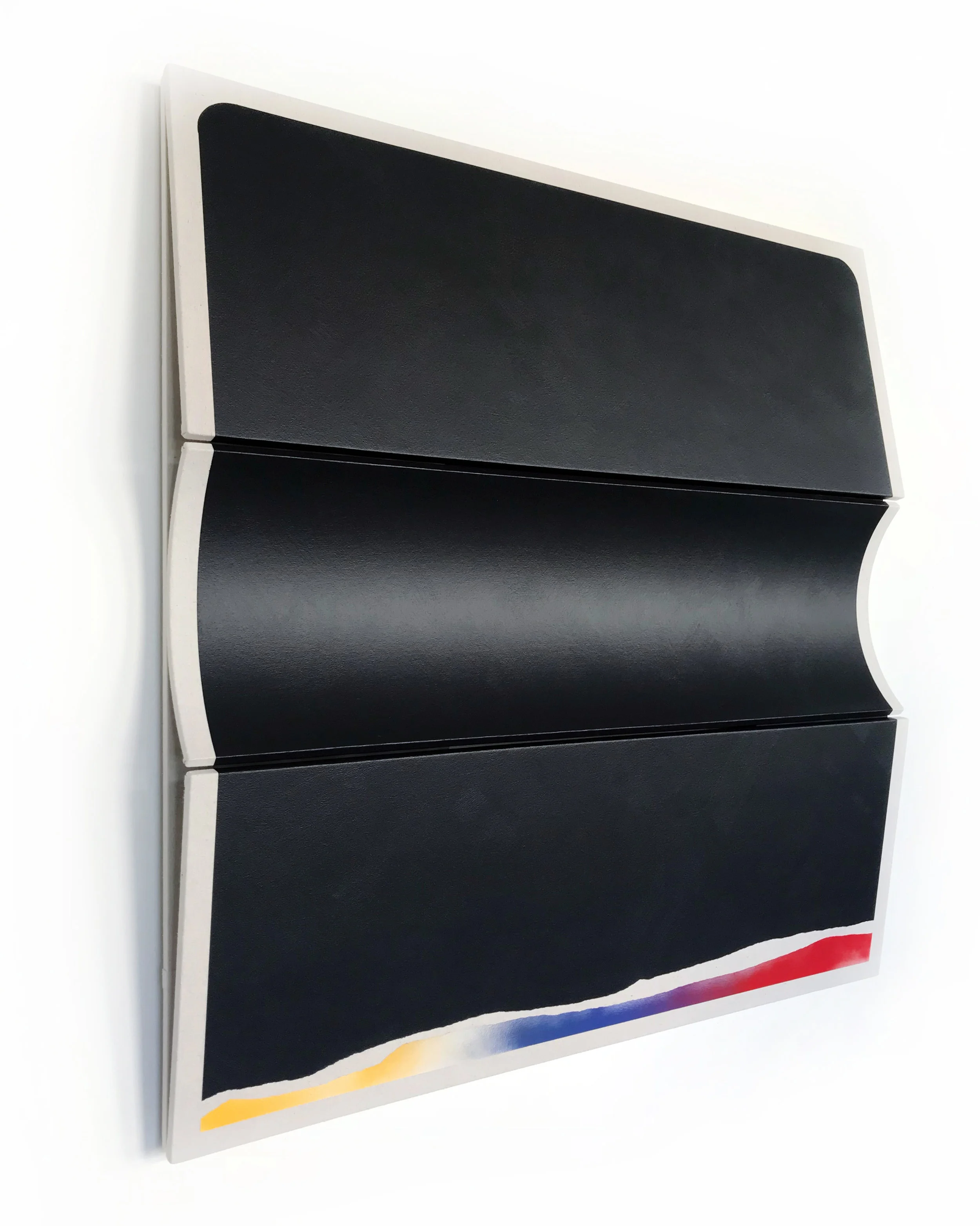 Untitled Black Gradient - 50” x 48” x 5” Drop cloth & paint over wood