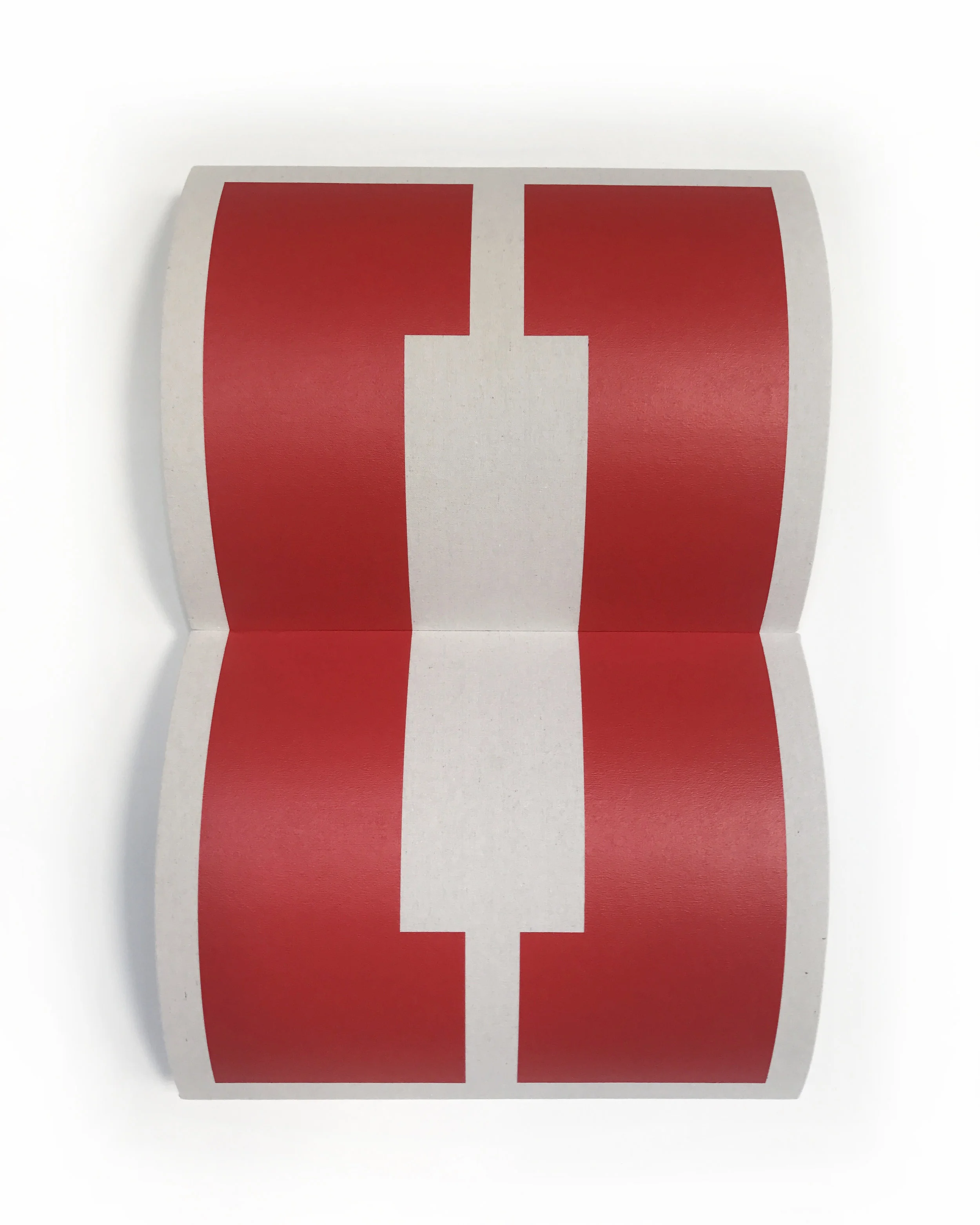 Untitled Red Curve Drop cloth & paint over wood