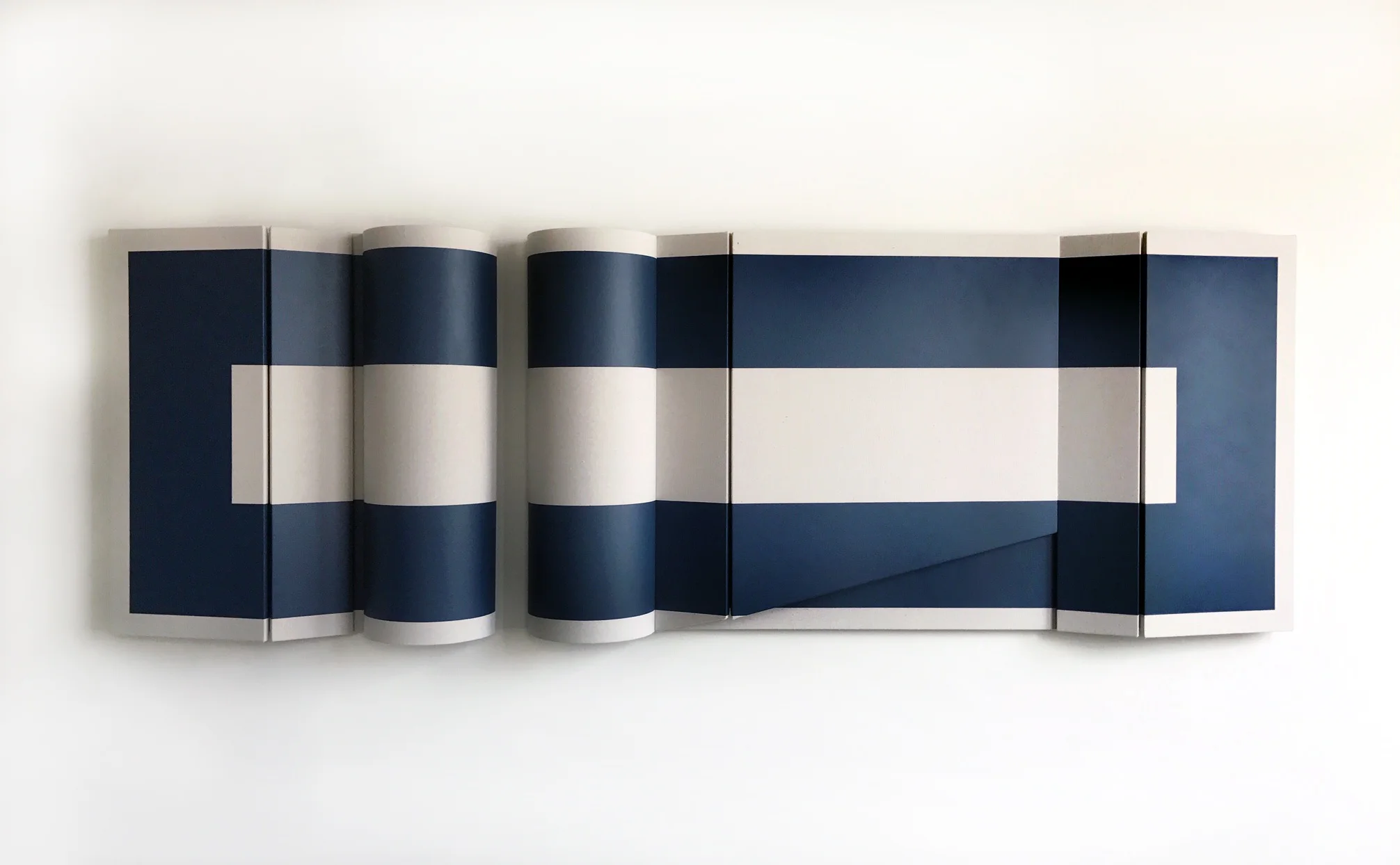 Untitled Blue Diptych - 36" x 108" x 11" Drop cloth & paint over wood