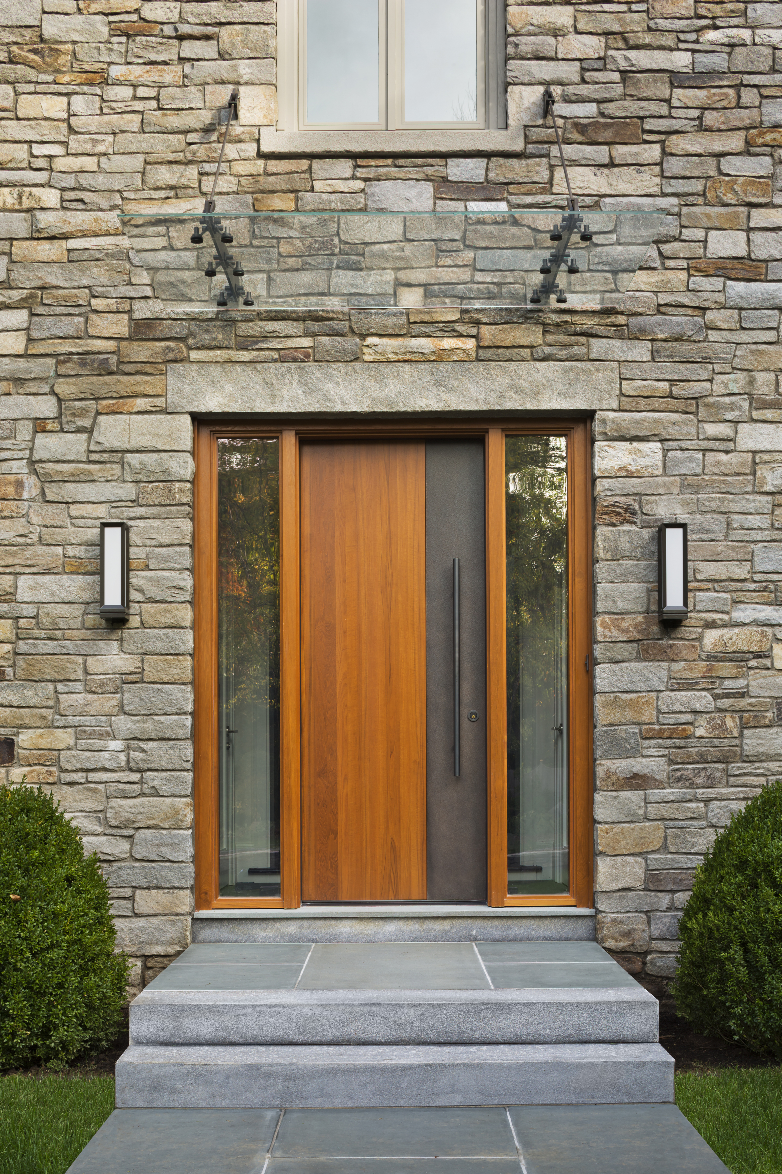 custom luxury traditional stone entryway in new canaan connecticut