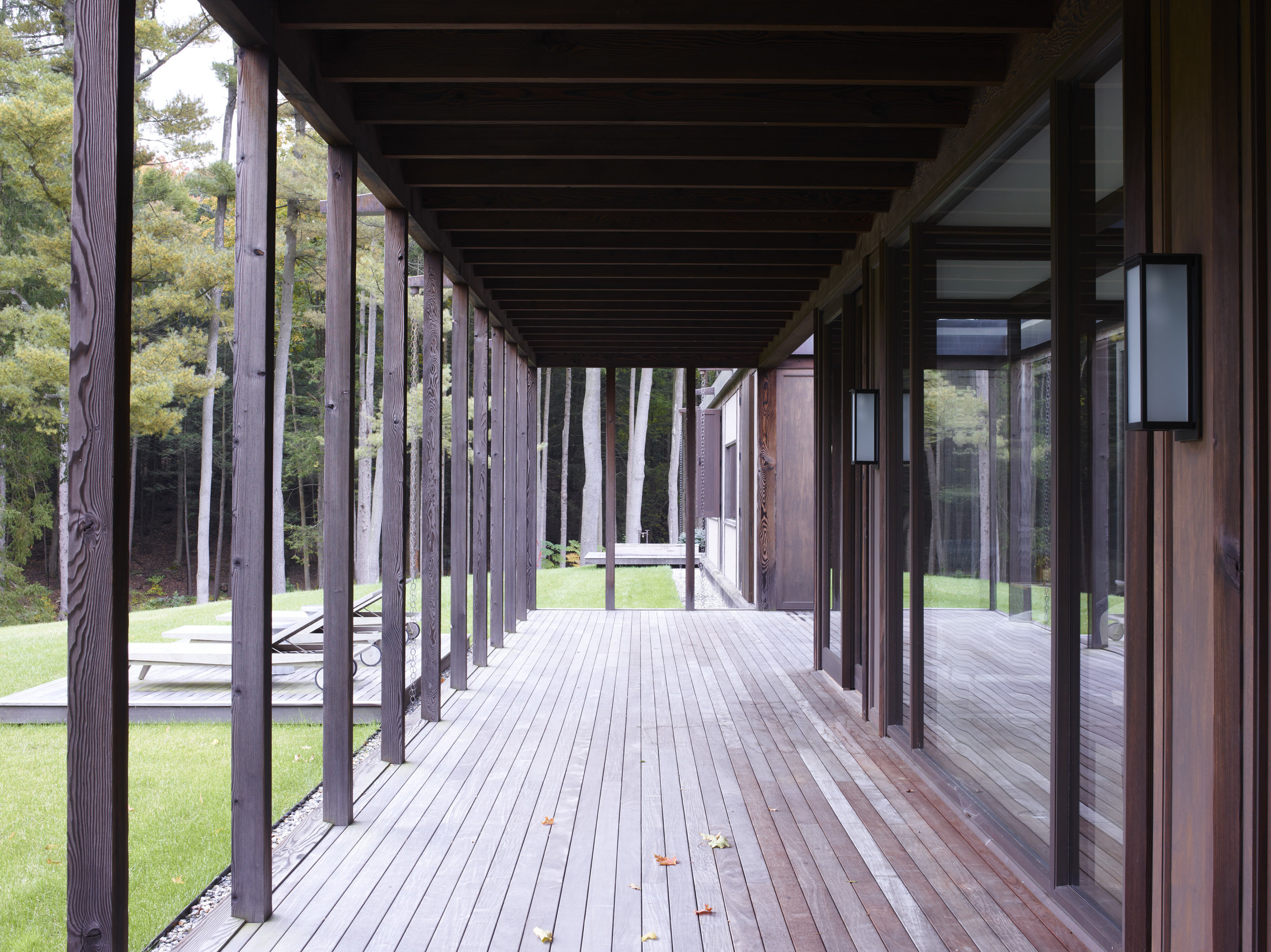 exposed timber deck outdoor bathroom