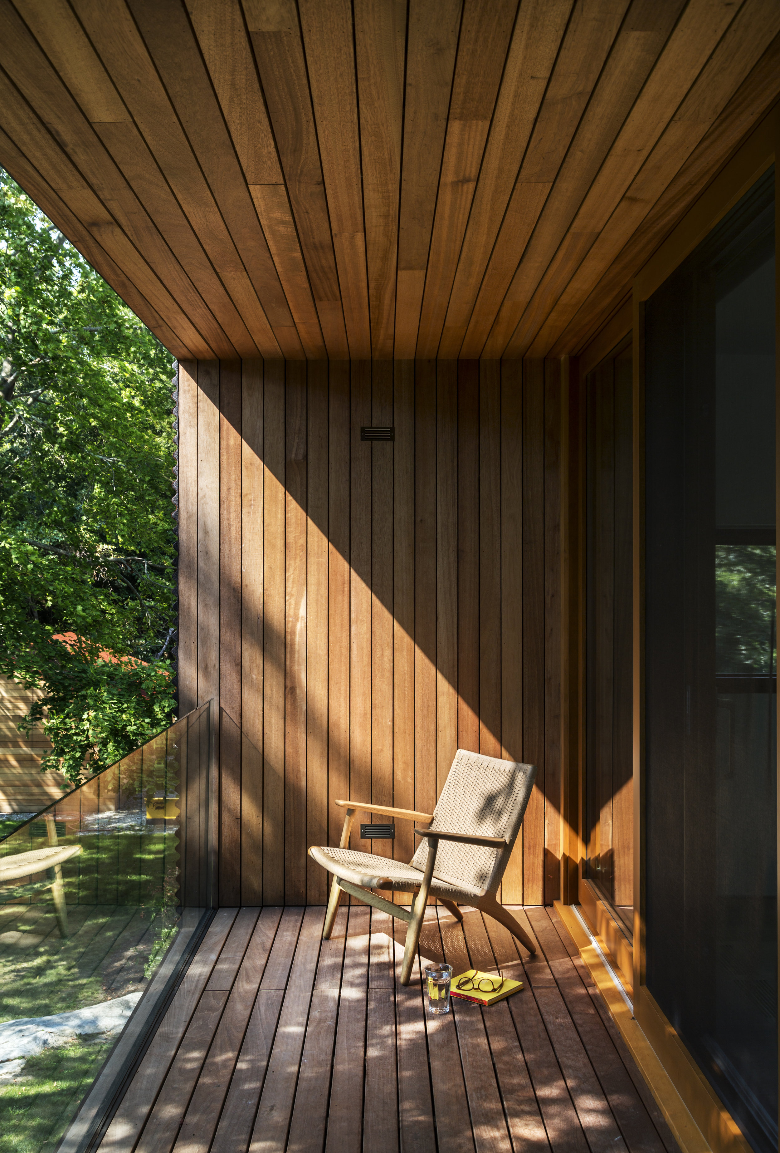 relaxing wooden reading area in custom luxury treehouse