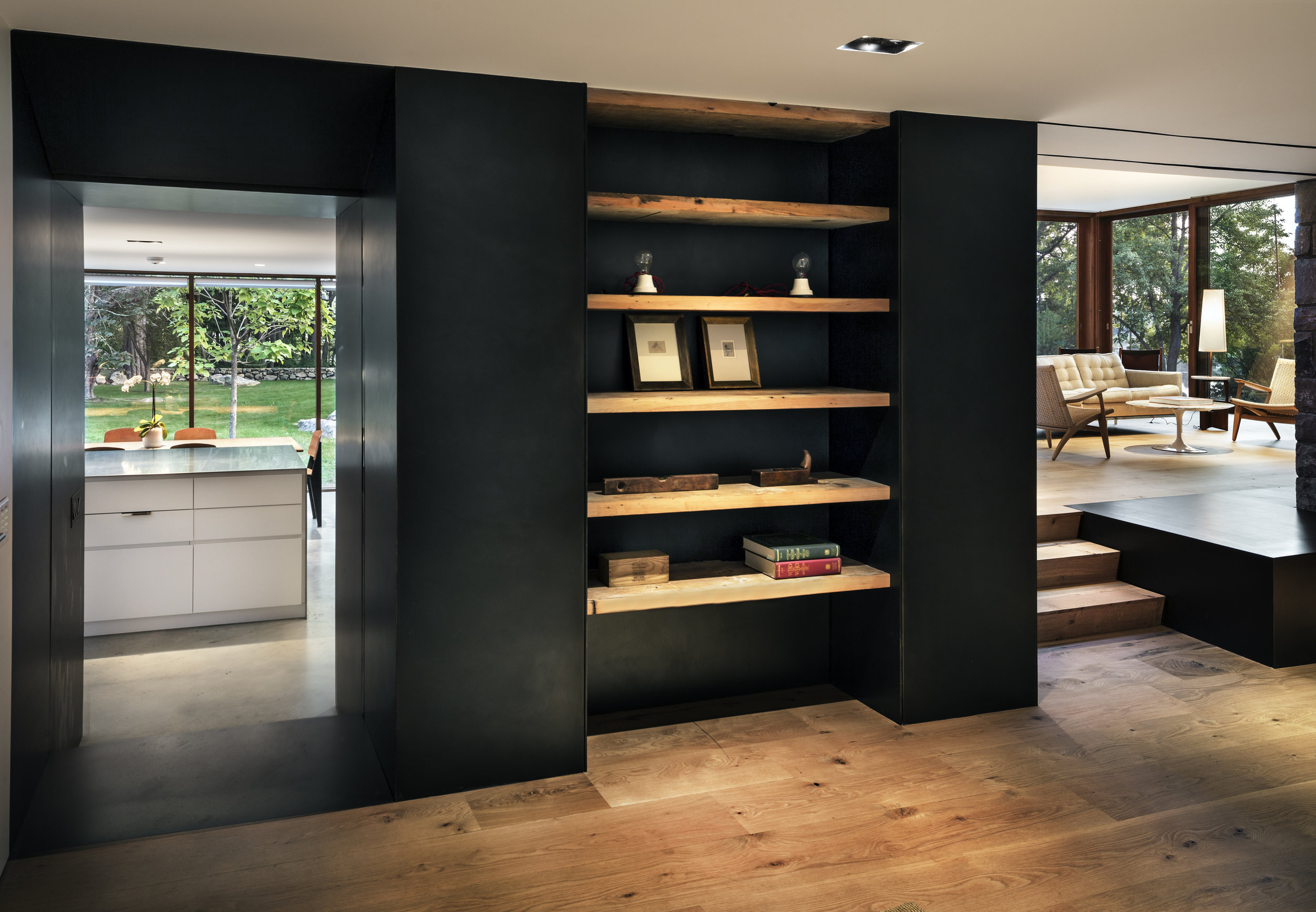 custom shelving wood floors modern luxury home