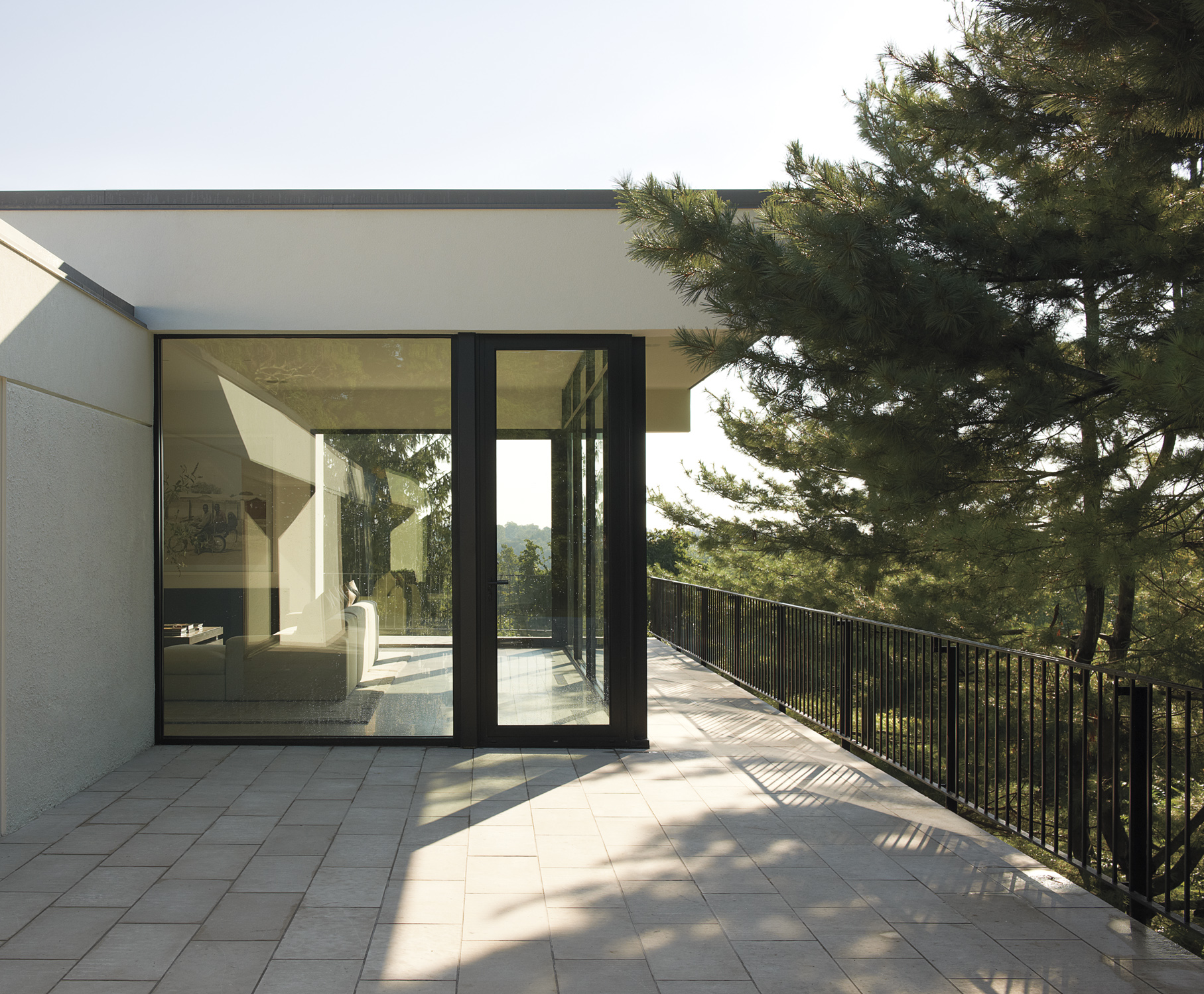 exterior patio views forest perspective glass wall