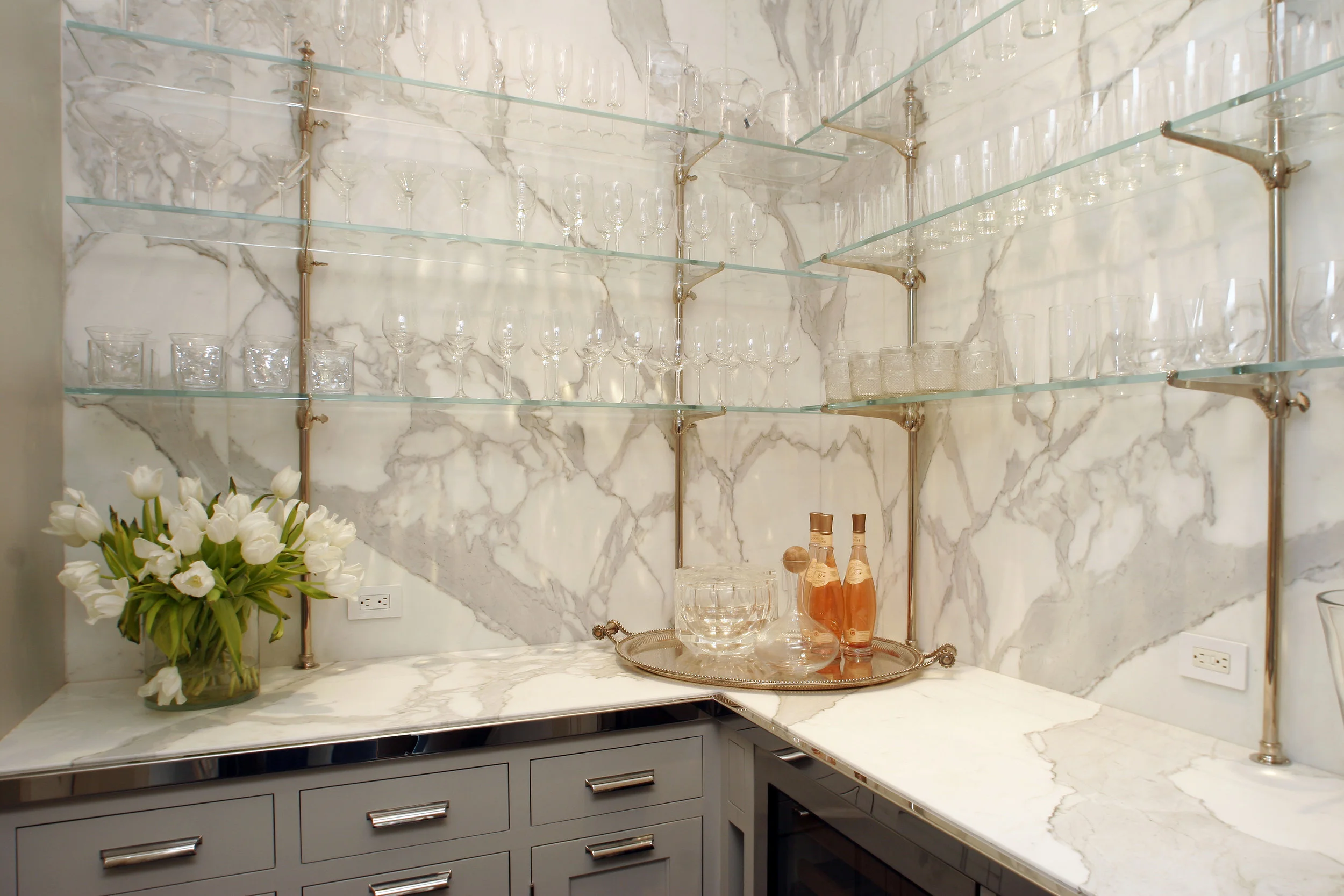 beautiful glass shelving bar area custom luxury home