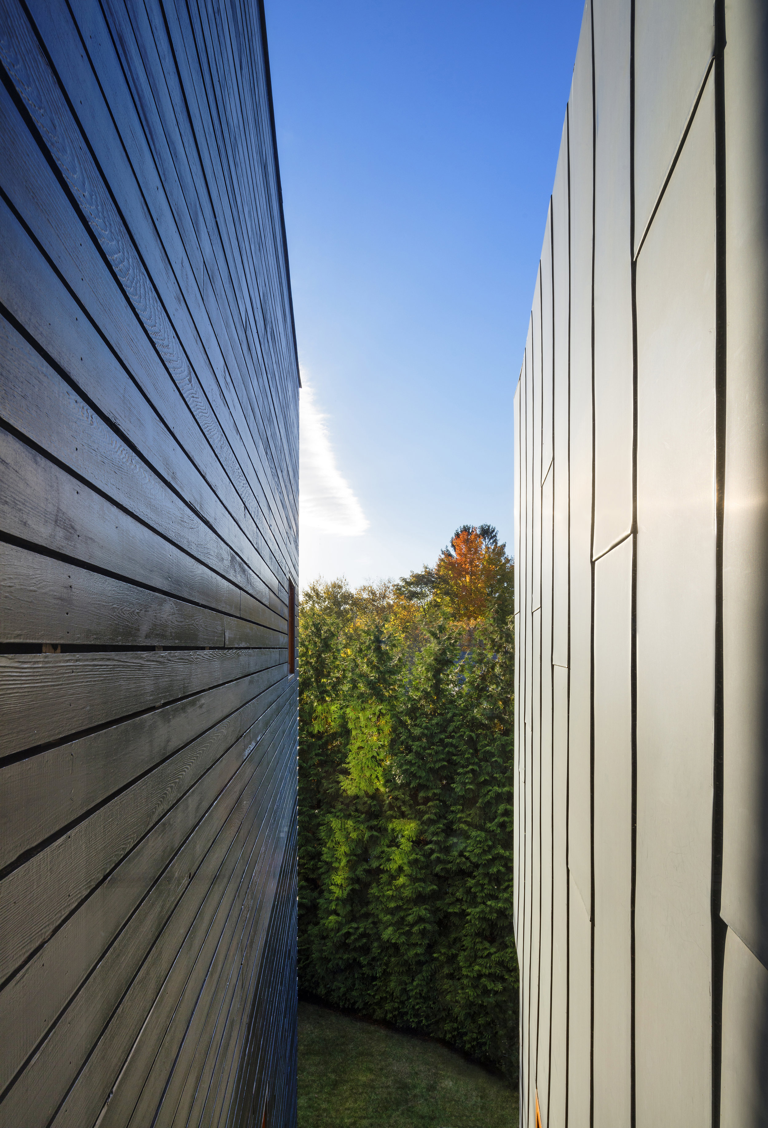 sleek parallel walls expanding sunlight view