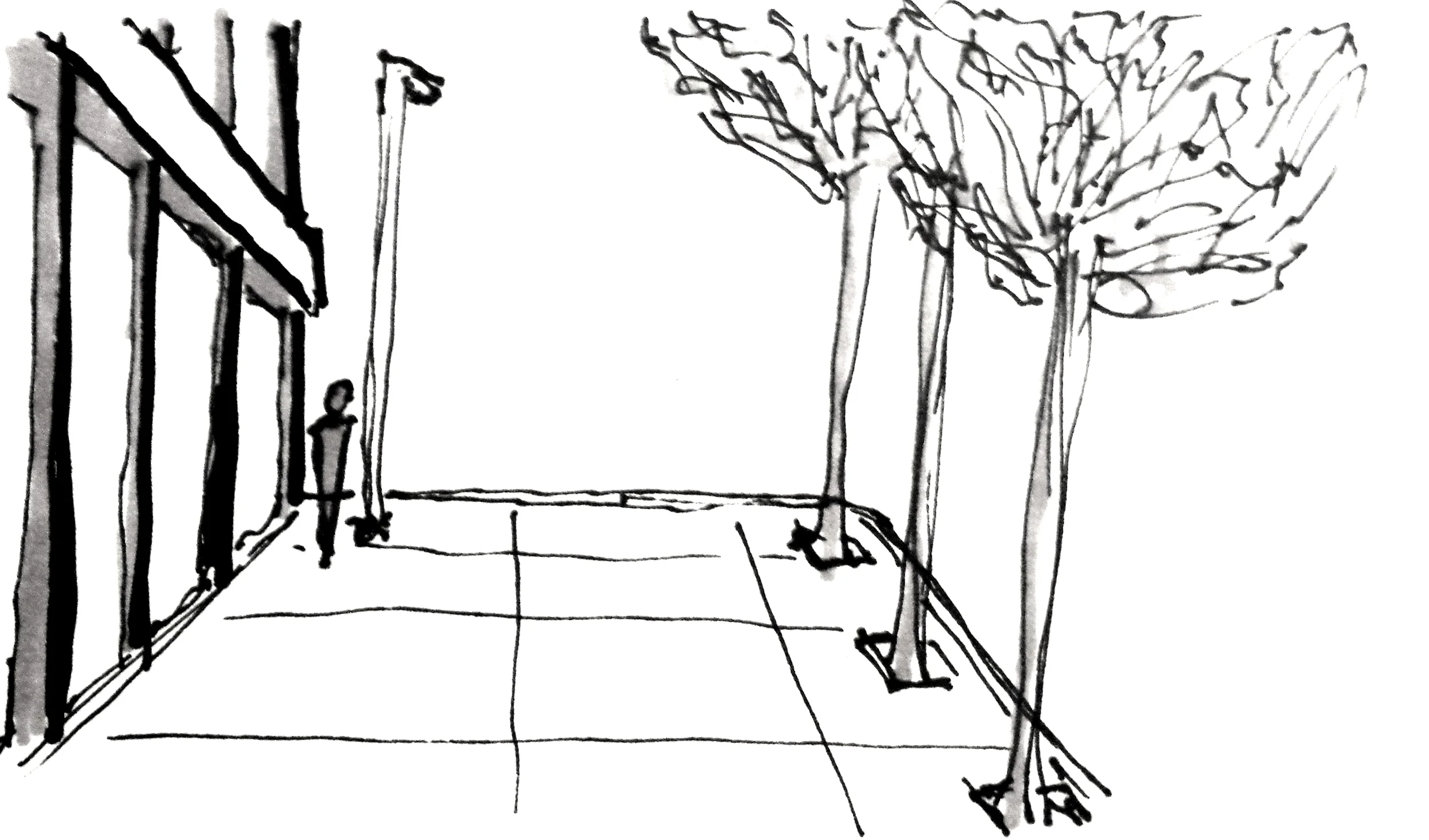 Nice, wide, tree-lined sidewalk to enjoy. Yet some choose to walk right up against the building.