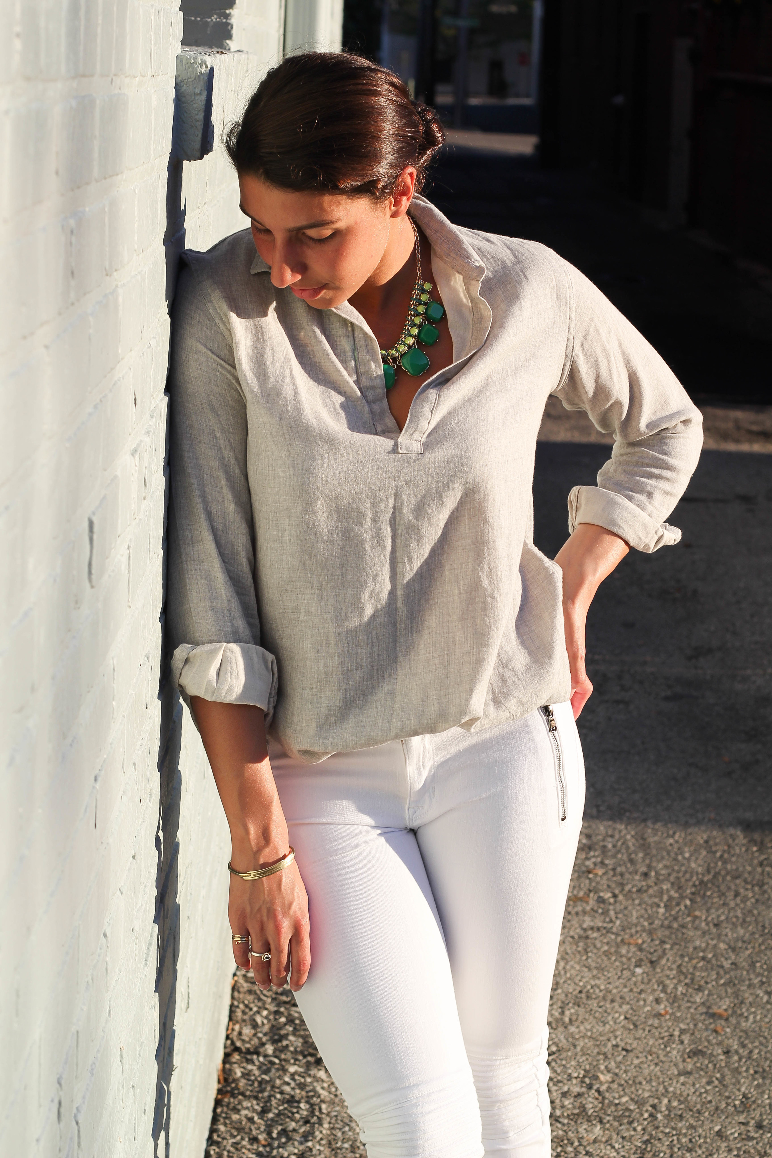 This look is a prime example of how small details and statement pieces can be the focal point of your outfit. I went a little more basic with the color choice of the clothing, which allowed me to use vibrant colors in and cool textures in my accessories! Also, who says you can't wear white after Labor Day?!
