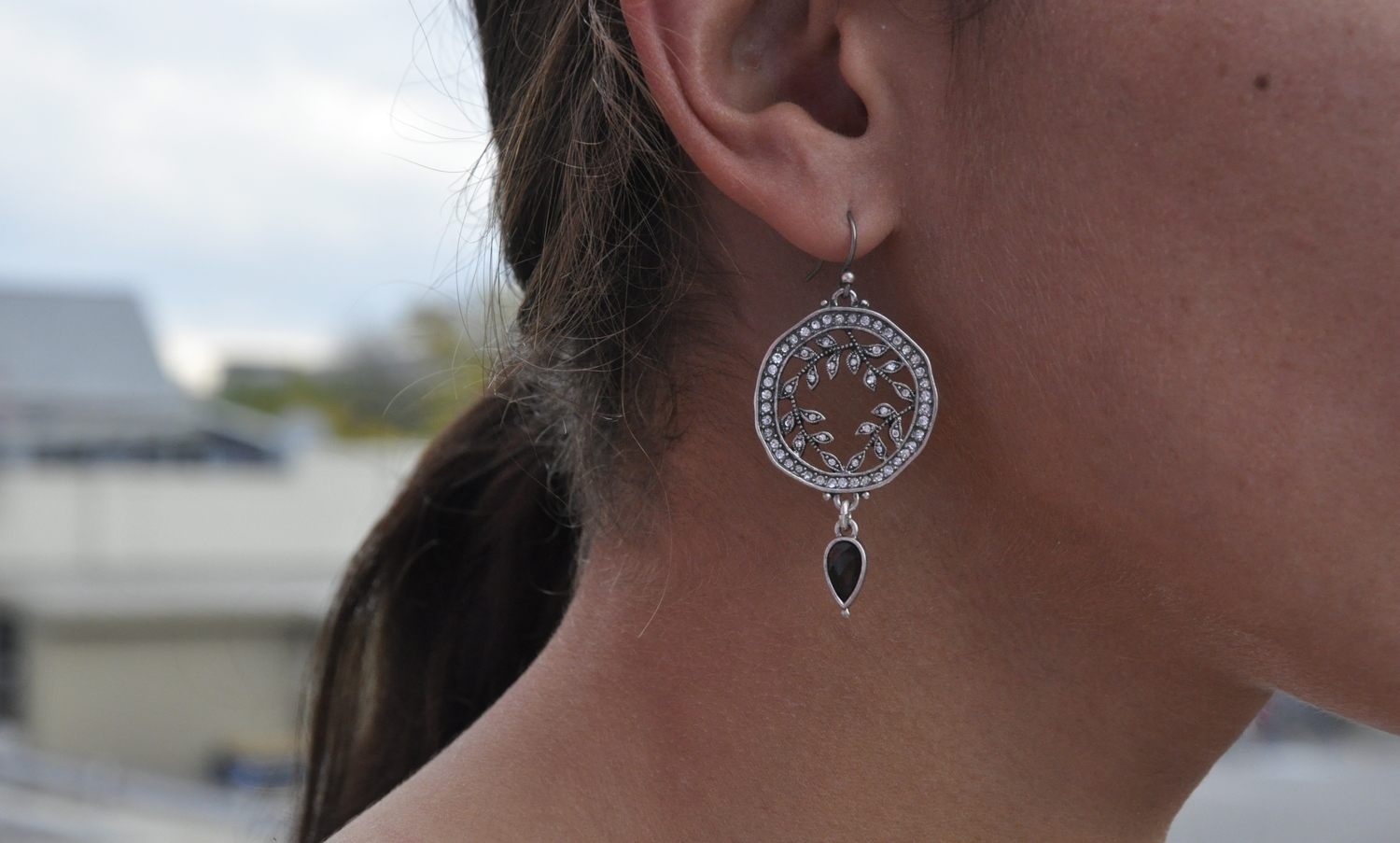 These Lucky Brand earrings are great to pull out anytime I have a fancy or casual black and white outfit on. They are etherial with an edge because of the black stone, but also elegant. 
