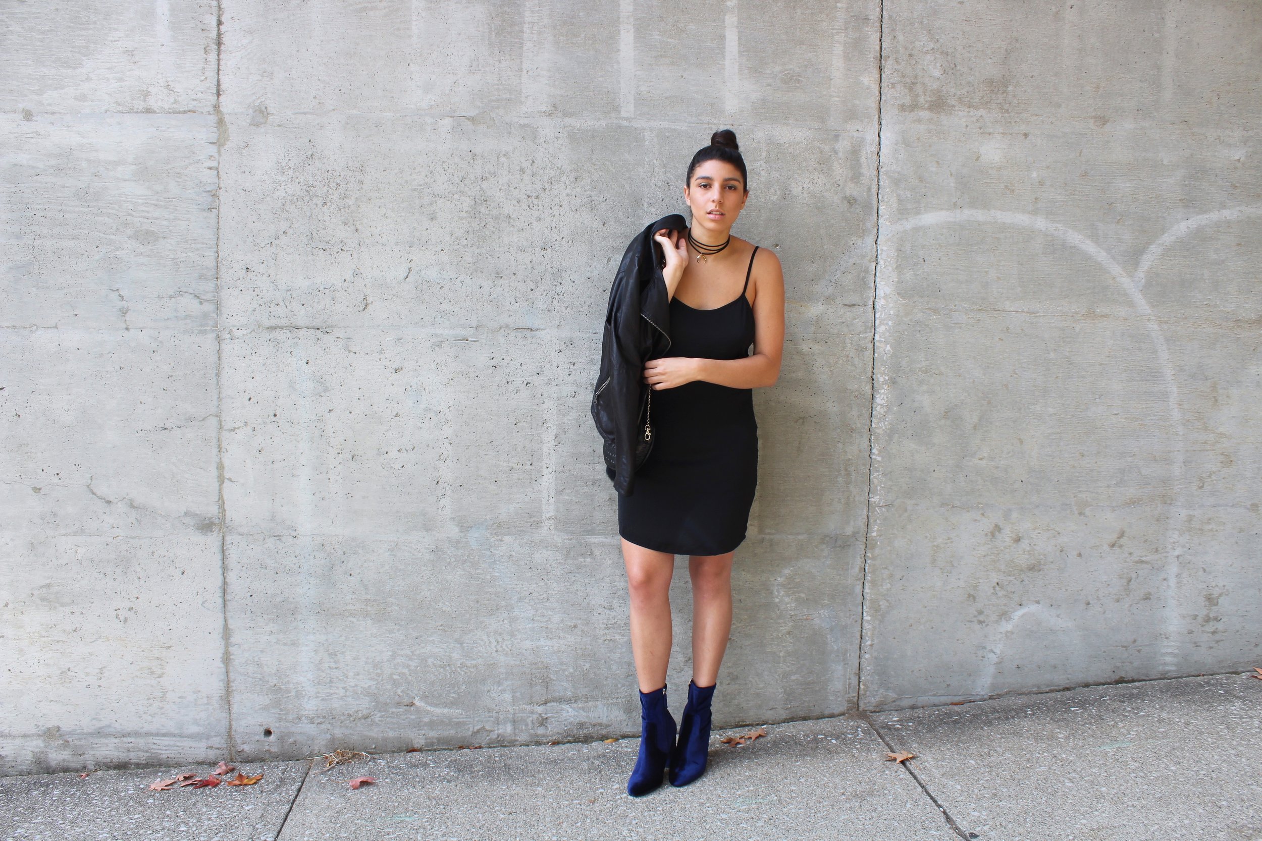 slip dress and boots