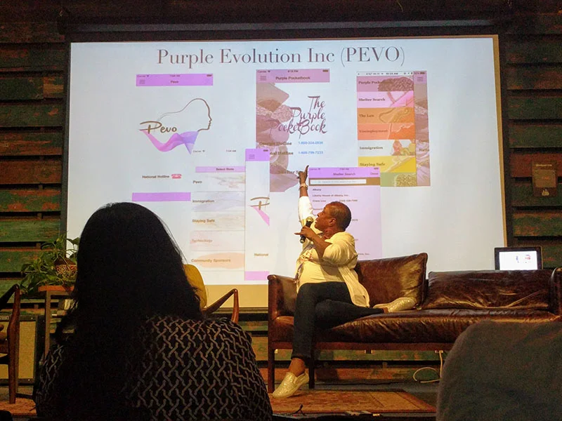 Alicia is ecstatic about her PEVO app. She had to code PEVO with not only the user, the abuse victim, in mind, but also the abuser. The app disguises itself as a calculator when it is opened to hide its purpose from anyone but the abuse victim.