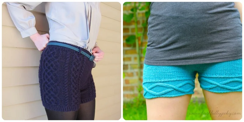 Left: Bombshell Shorts, pattern by Katie Canavan Right: Wet Hot Summer Shorts by Solene Le Roux