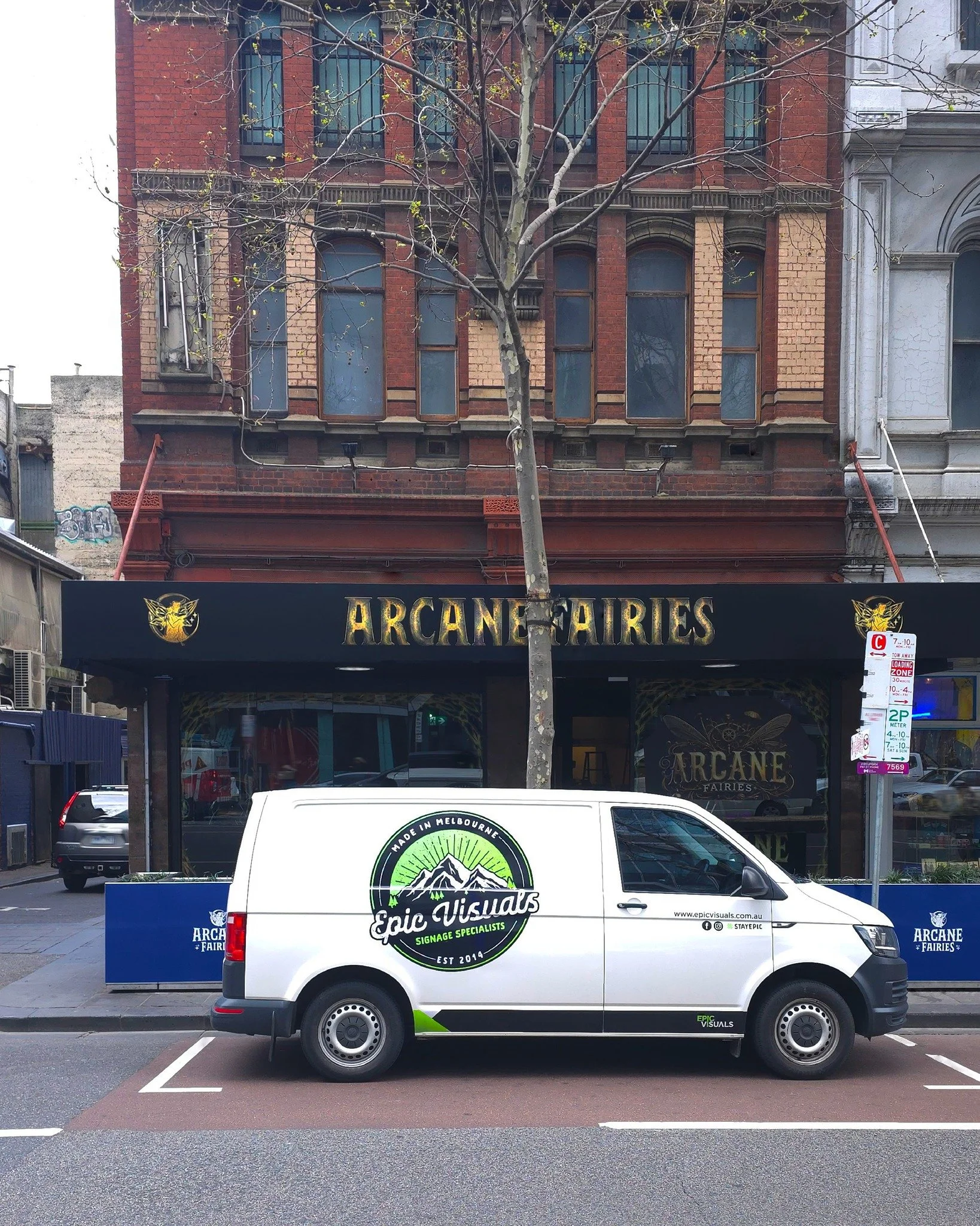 External signage for @arcanefairies 🧚🍸 a new realm for mischief! So exciting seeing new businesses come to life with a new shopfront facelift 💛🖤 

#arcanefairies #storyville #melbournebar #shopsignage #windowdecal #awning