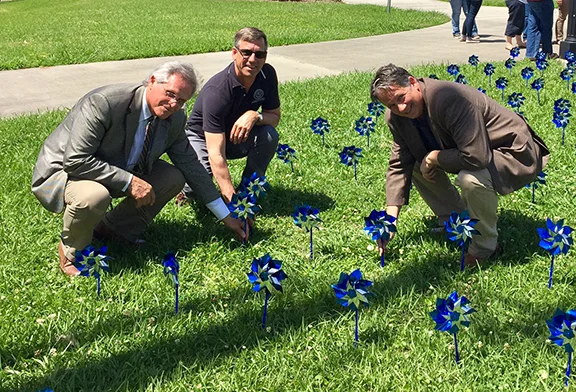Lafayette dignitaries plant pinwheels