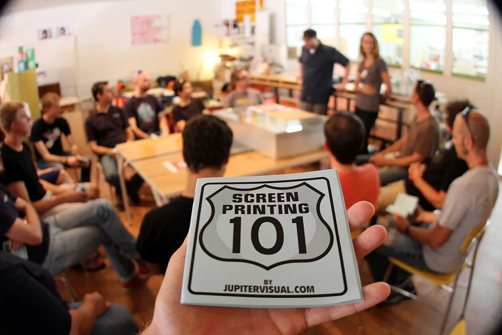 Learn the basics of screen printing by attending the Jupiter Visual Screen Printing 101 class at madelife in Boulder. Topics Include • Designing For Screen Printing • Color Separation • Film Positives • Understanding Mesh • Coating Screens • Exposing Screens • Creating A Stencil • Setting Up A Print Job • Registration • Inks • Squeegees • Printing! contact Jupiter Visual to find out when the next session is scheduled.