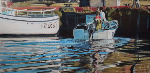 Riding the Wave, Old Perlican Harbour, 24"x48", Glaze Oil on Canvas, SOLD AT AUCTION, ST. JOHN'S NL