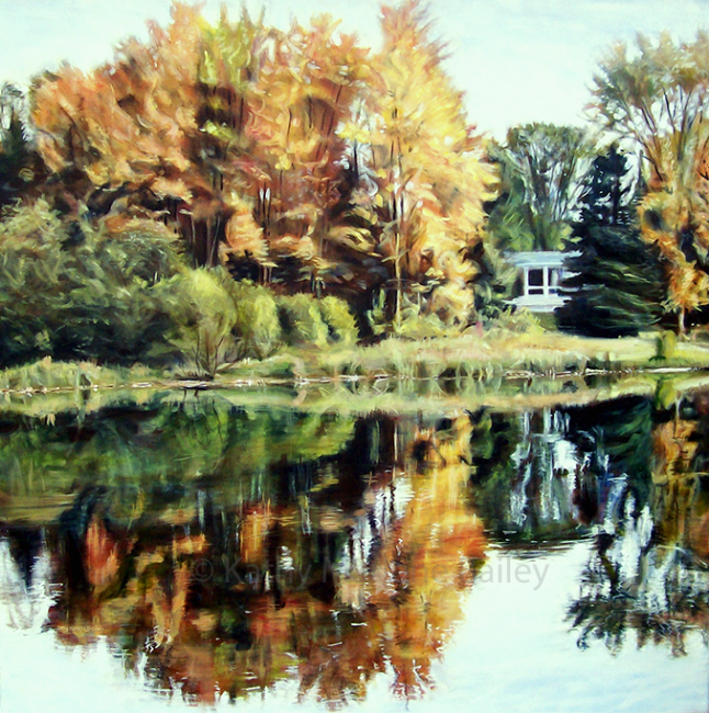 "Stand of Maple, Gull River", Glaze Oil on Canvas, 36"x36"