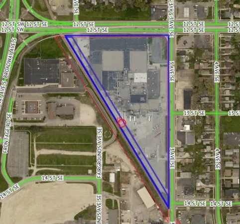 Map outlining the real estate purchased by the county