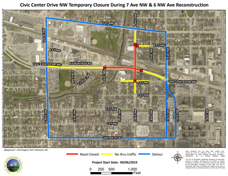 Motorists can expect detours on Civic Center Drive starting Friday