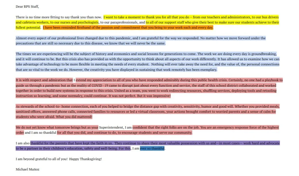 Superintendent's heartfelt 'thank you' letter proves to be a work of plagiarism