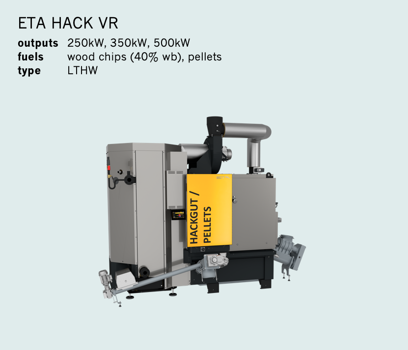 ETA HACK wood chip and pellet boiler with moving grate