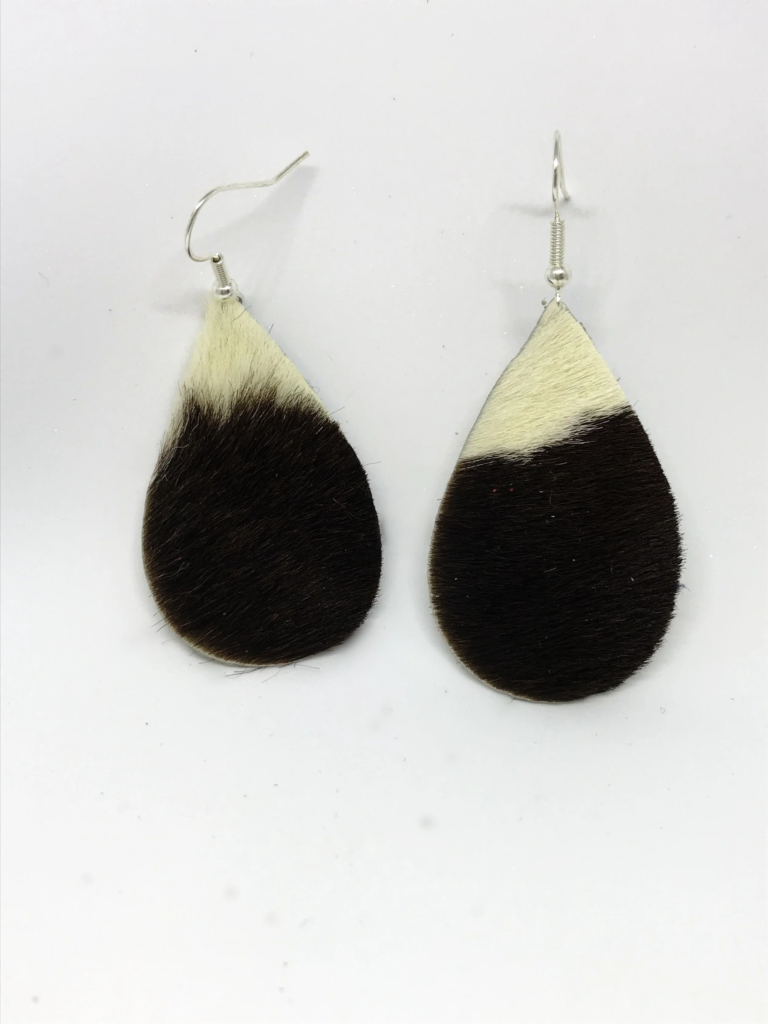 Cowhide Leather Teardrop Earrings