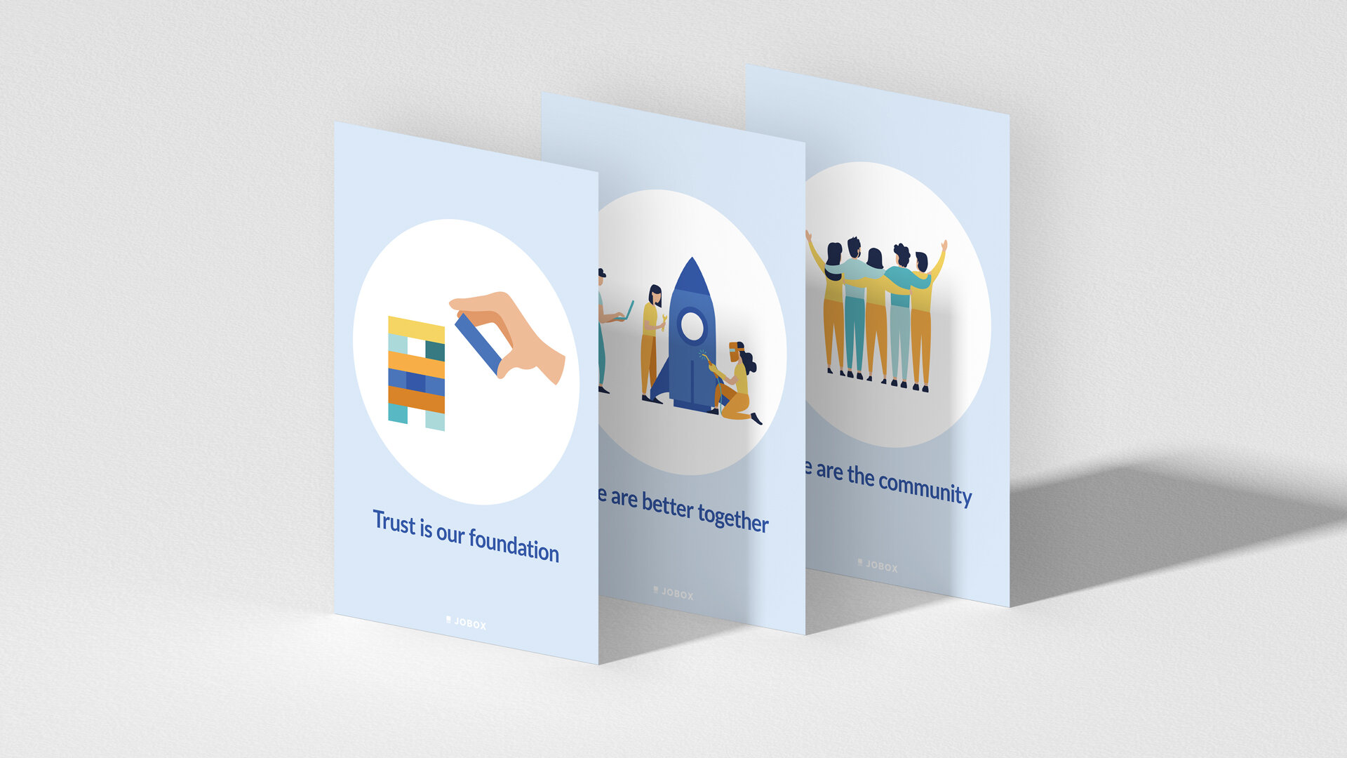Jobox.ai is a stealth-mode AI startup that empowers skilled professionals. I worked with a Project Manager for art direction, and used their existing color palette. My first project with them was to design custom vector illustrations for their com