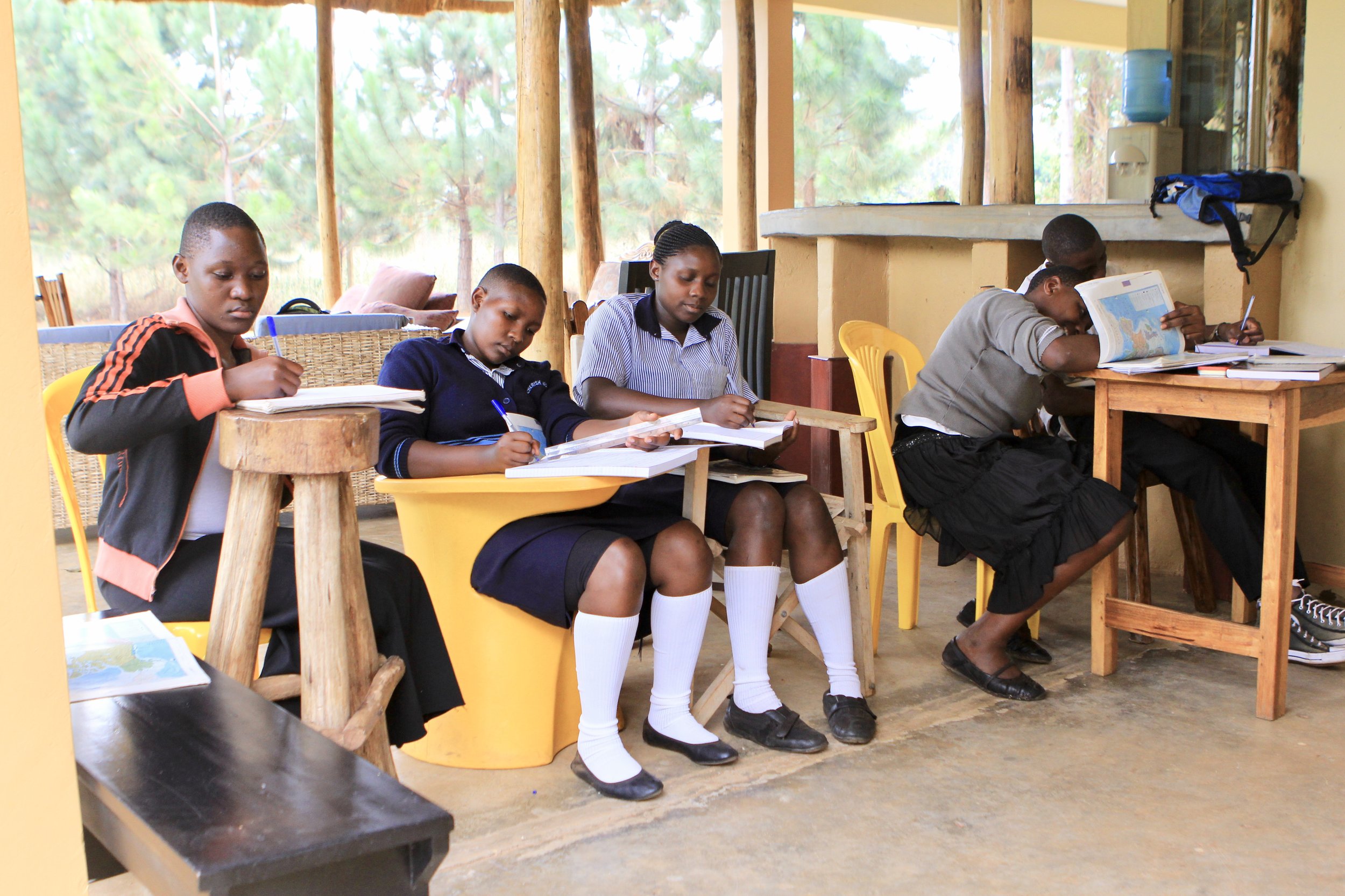 Senior 3 students taking the classroom outside