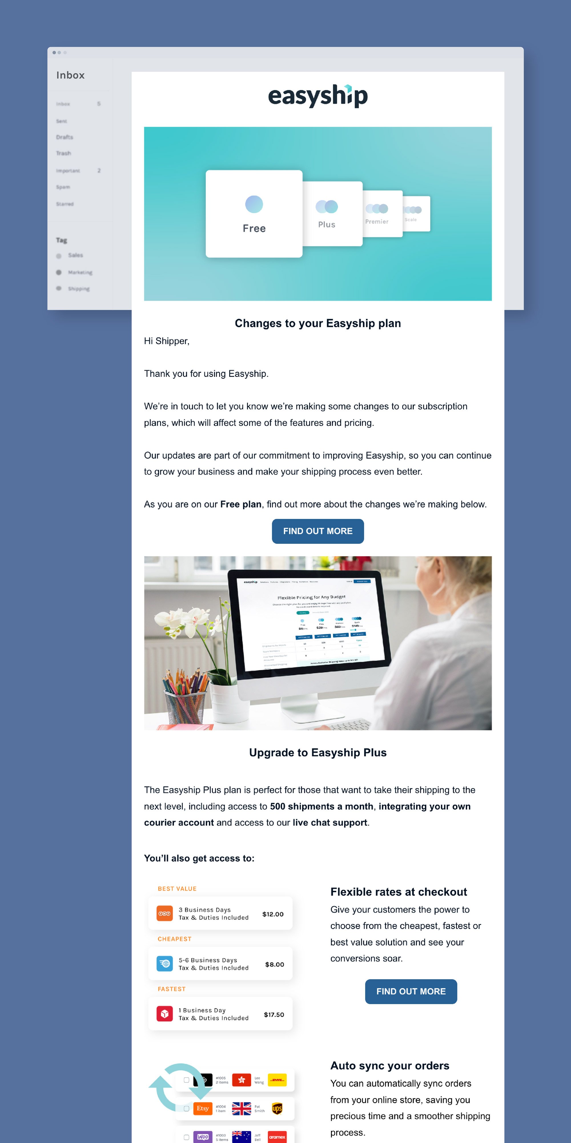 Change Your Plan Email